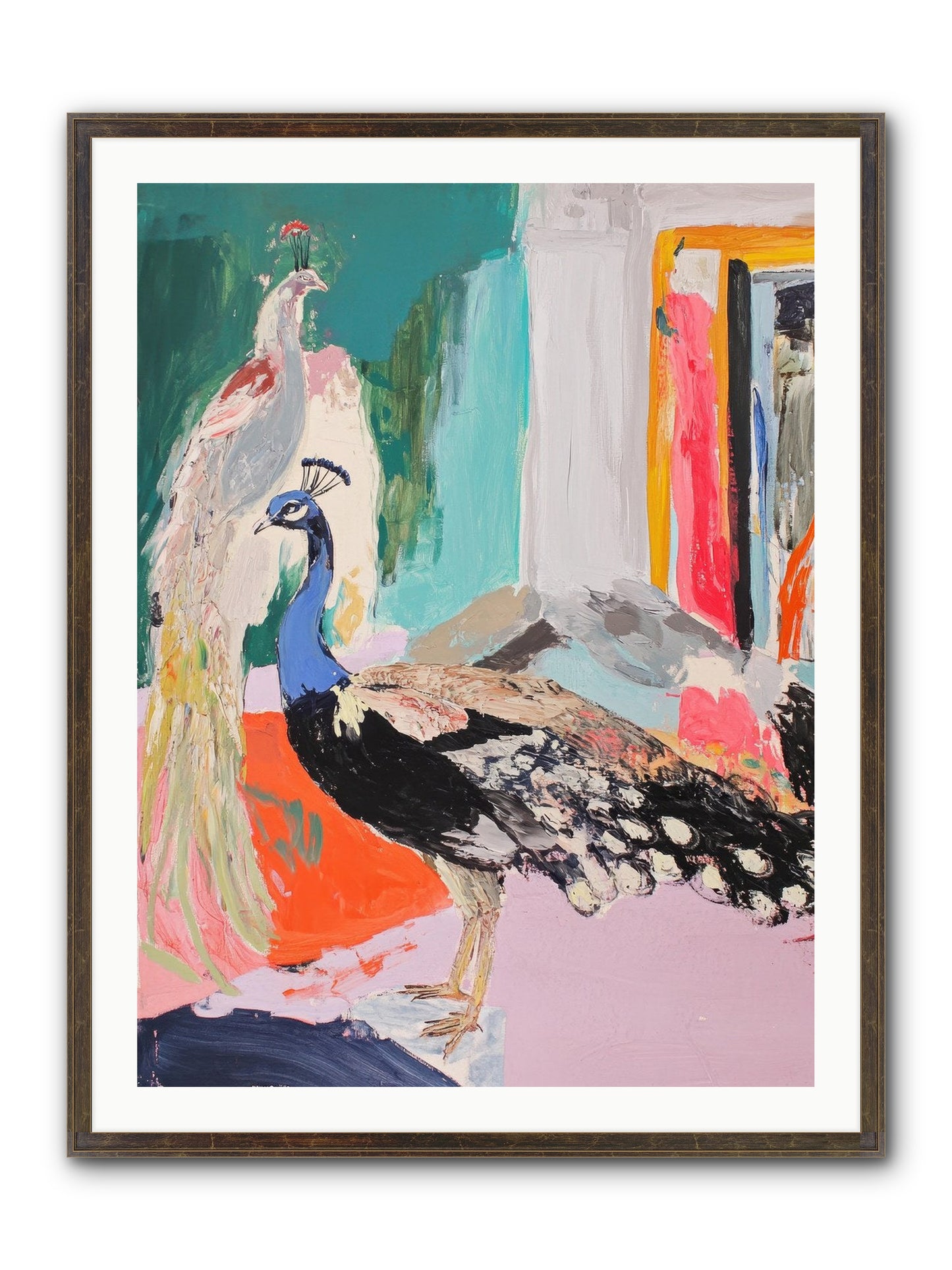 Plumage In The Parlor Framed Print - Slimwoods Black/Gold 30x40