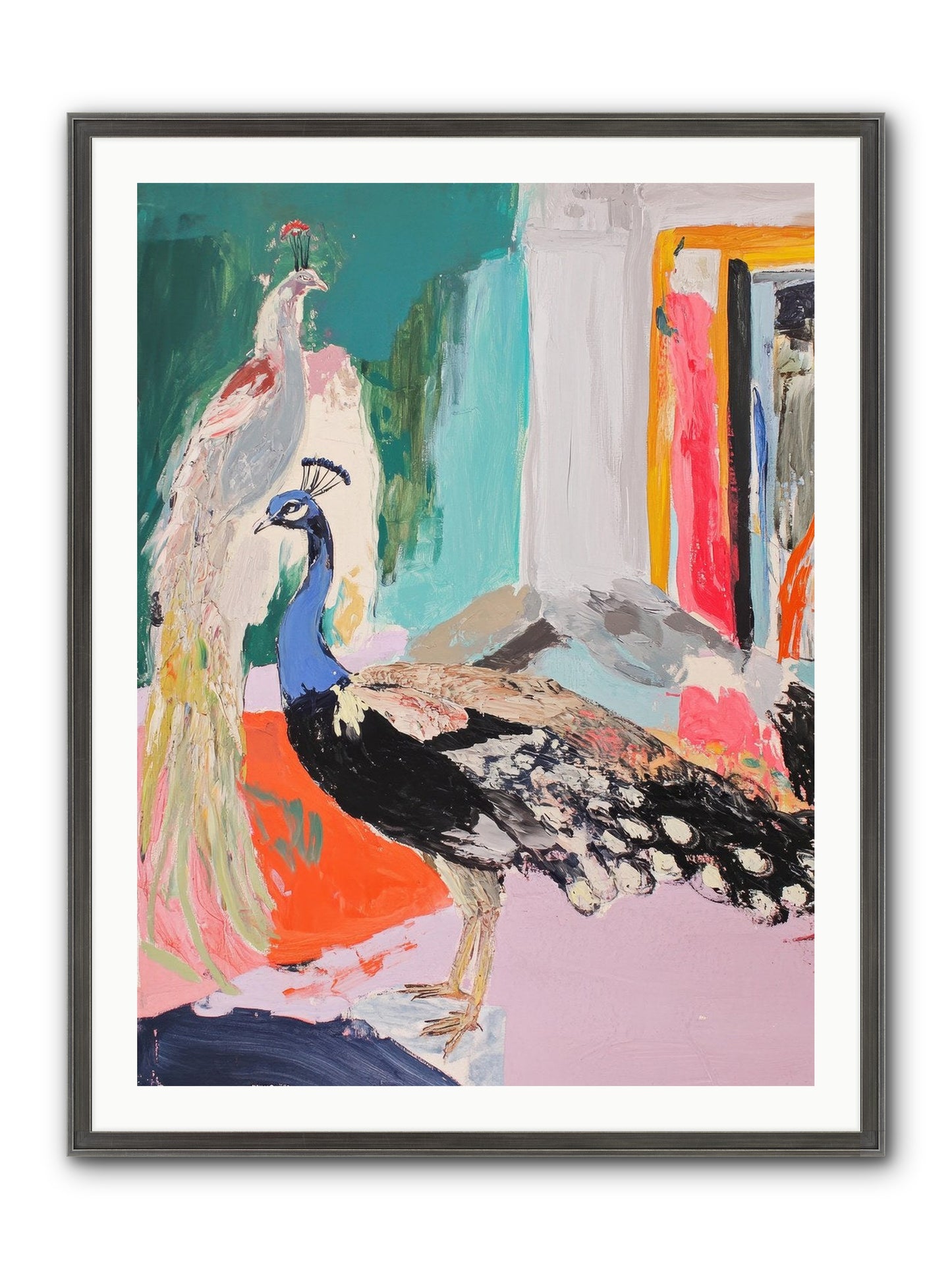 Plumage In The Parlor Framed Print - Slimwoods Black/Silver 30x40