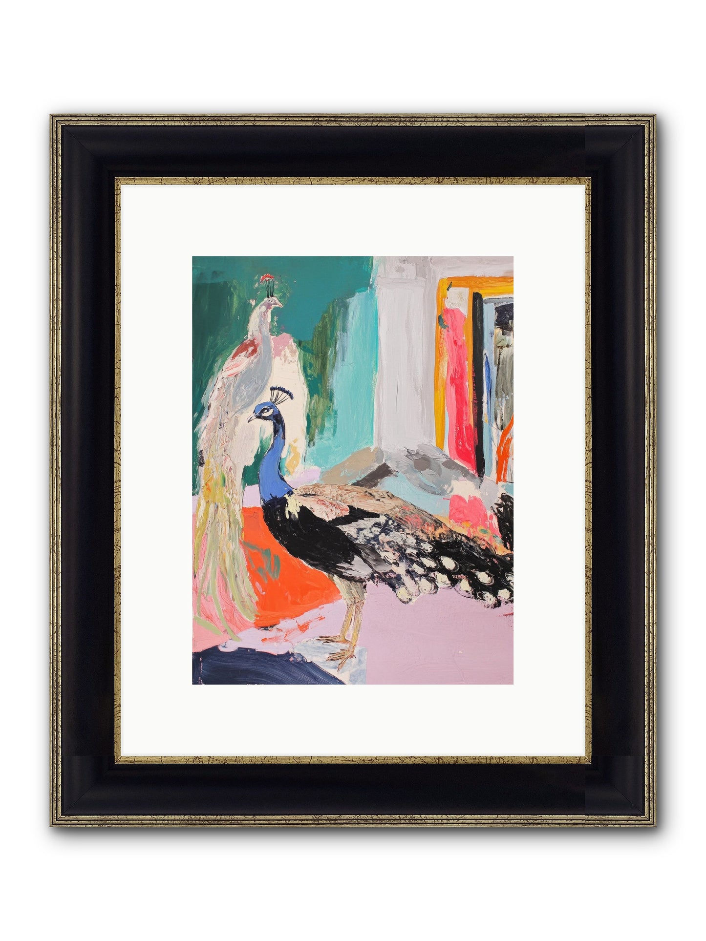 Plumage In The Parlor Framed Print - Black & Gold 9x12