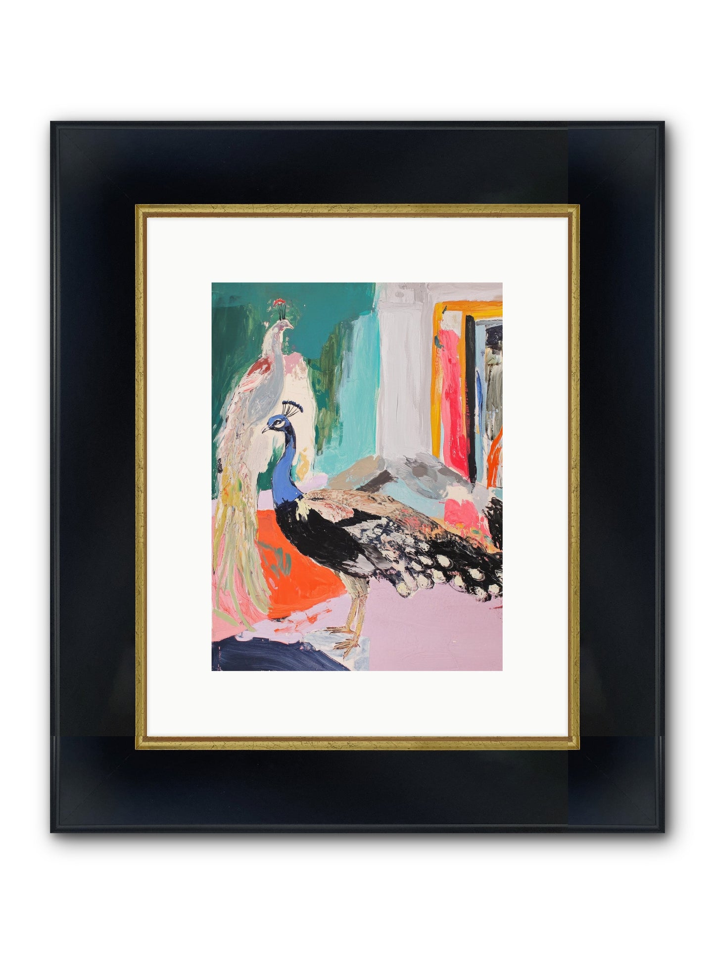 Plumage In The Parlor Framed Print - Wide Black w/Gold 9x12
