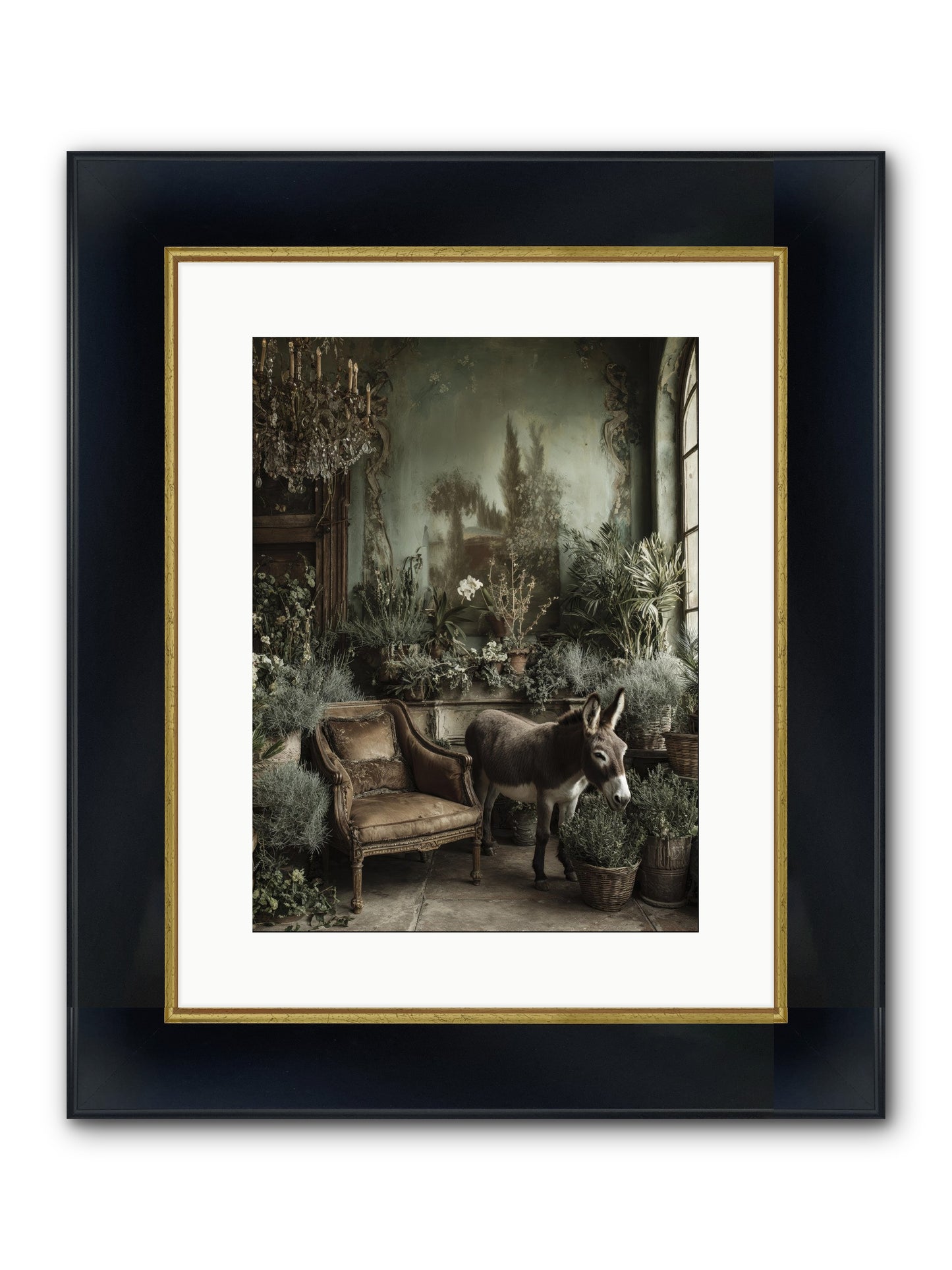 Plumdew Framed Print - Wide Black w/Gold 12x16