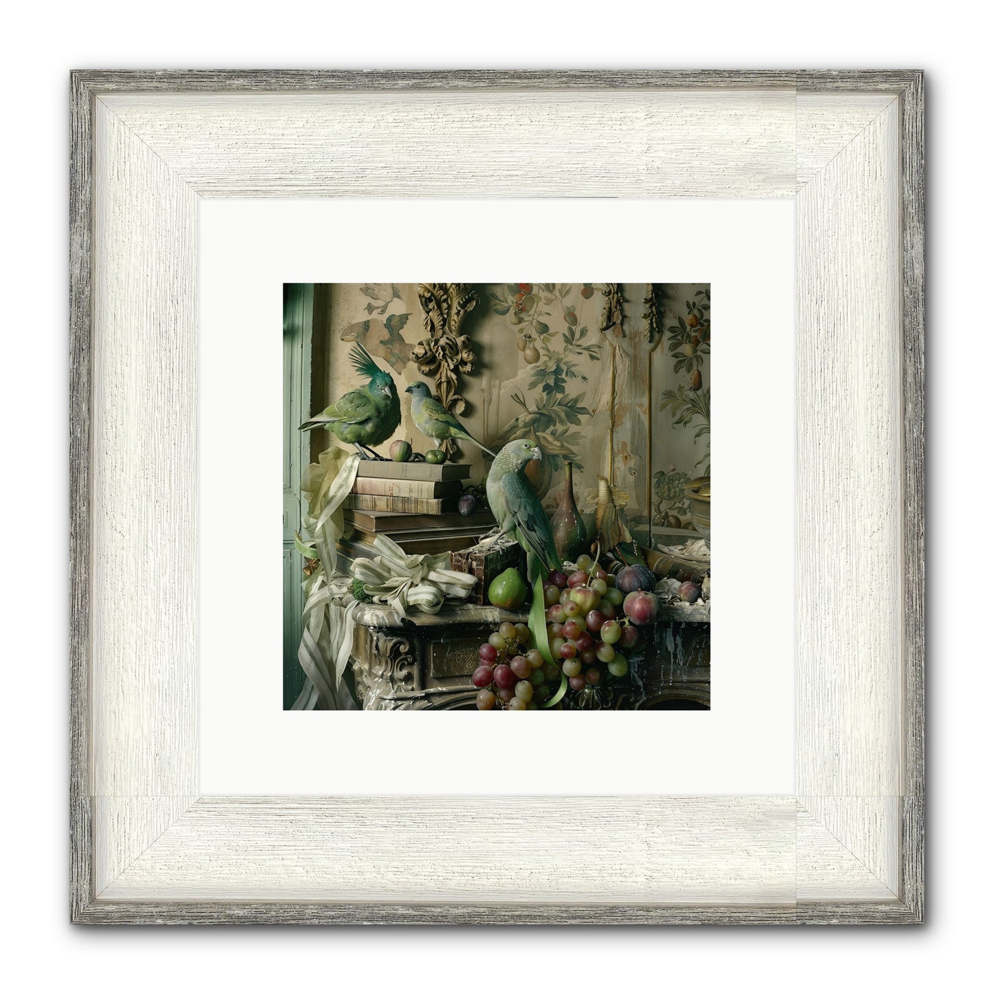 Plumes Of The Belle Époque Framed Print - Driftwood White 10x10