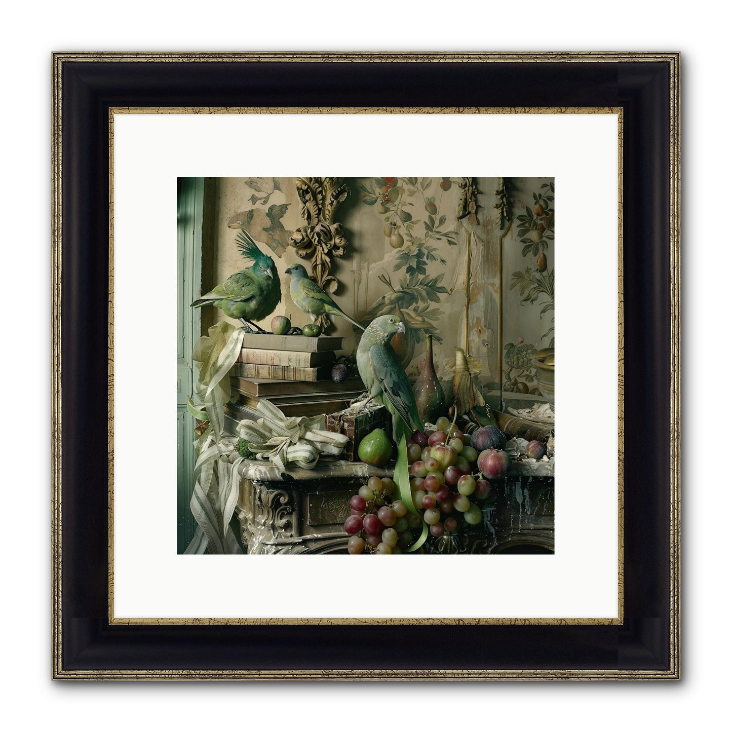 Plumes Of The Belle Époque Framed Print - Black & Gold 12x12