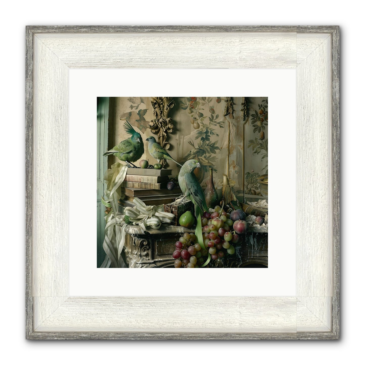 Plumes Of The Belle Époque Framed Print - Driftwood White 12x12