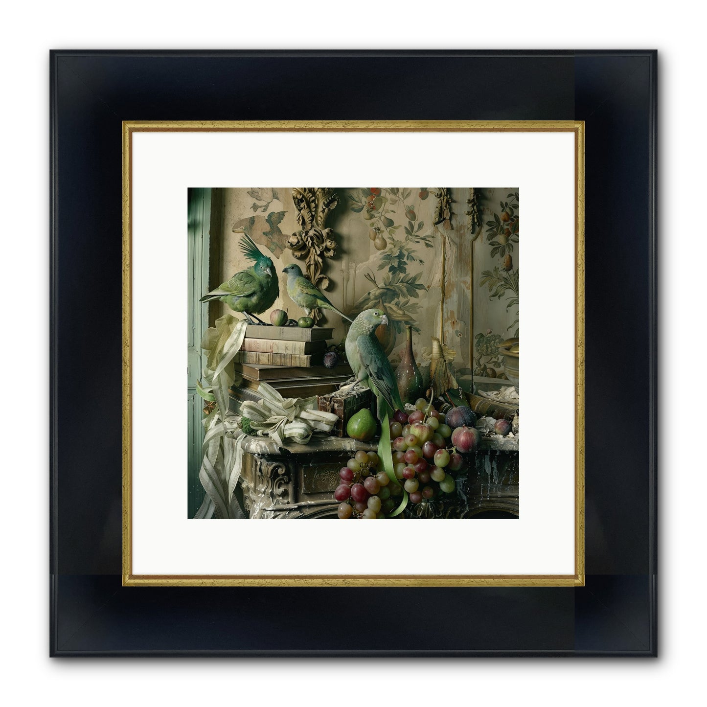 Plumes Of The Belle Époque Framed Print - Wide Black w/Gold 12x12
