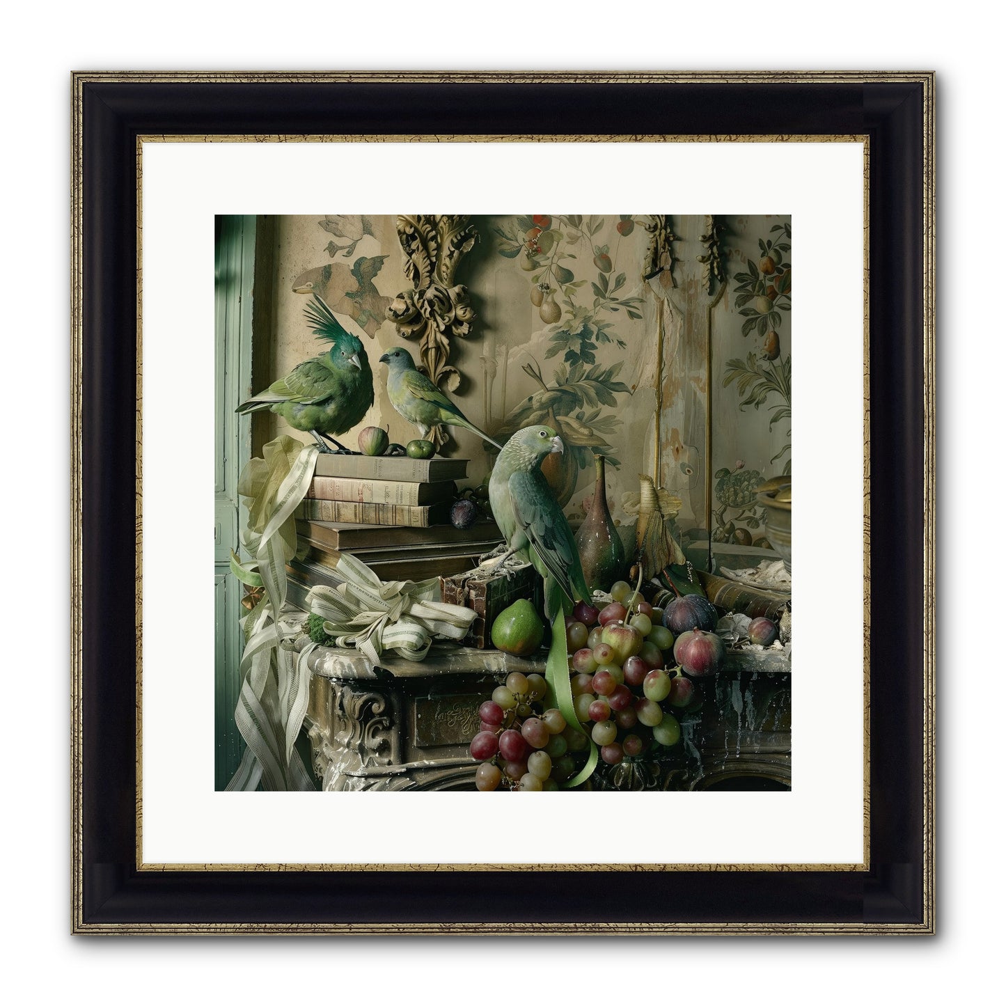 Plumes Of The Belle Époque Framed Print - Black & Gold 16x16