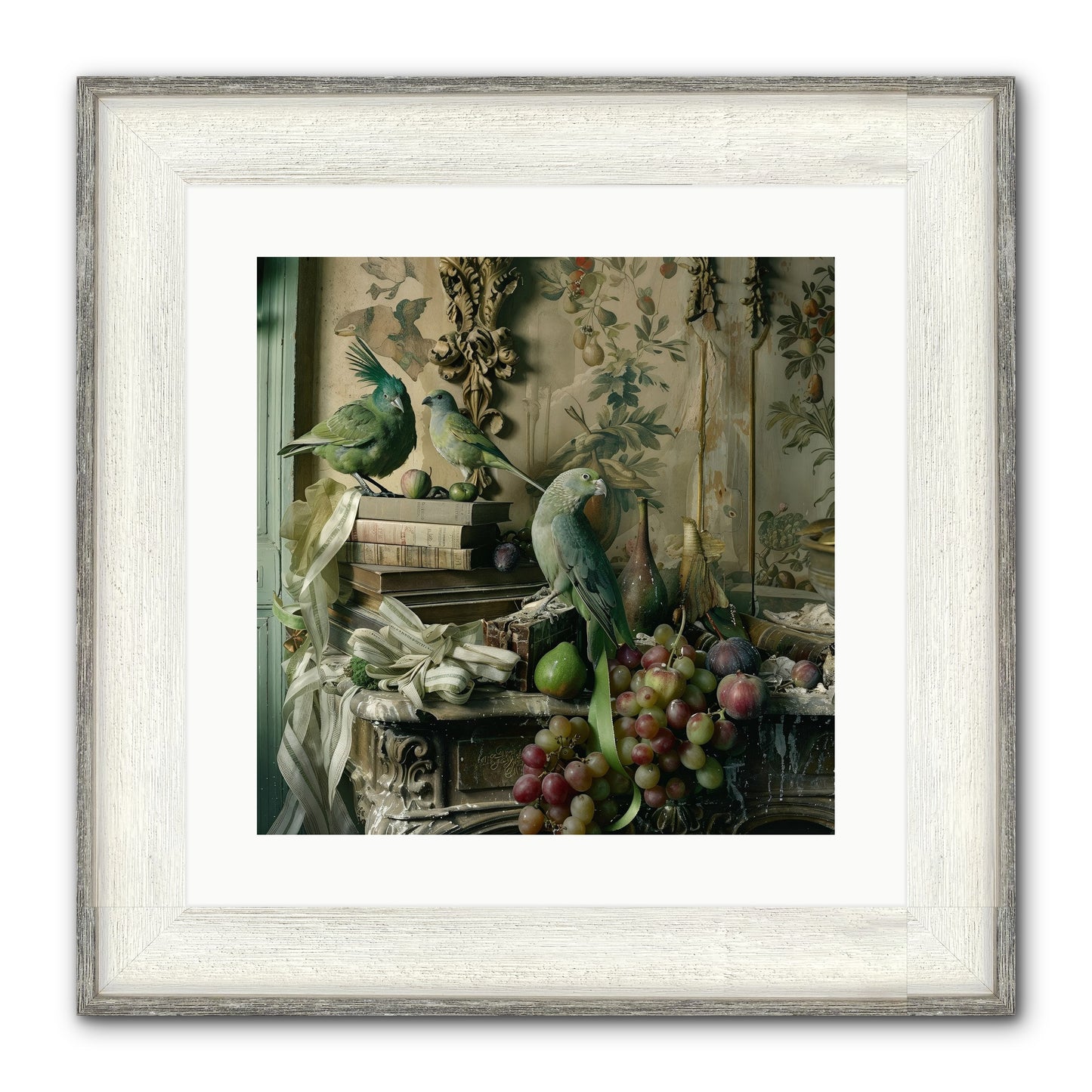 Plumes Of The Belle Époque Framed Print - Driftwood White 16x16