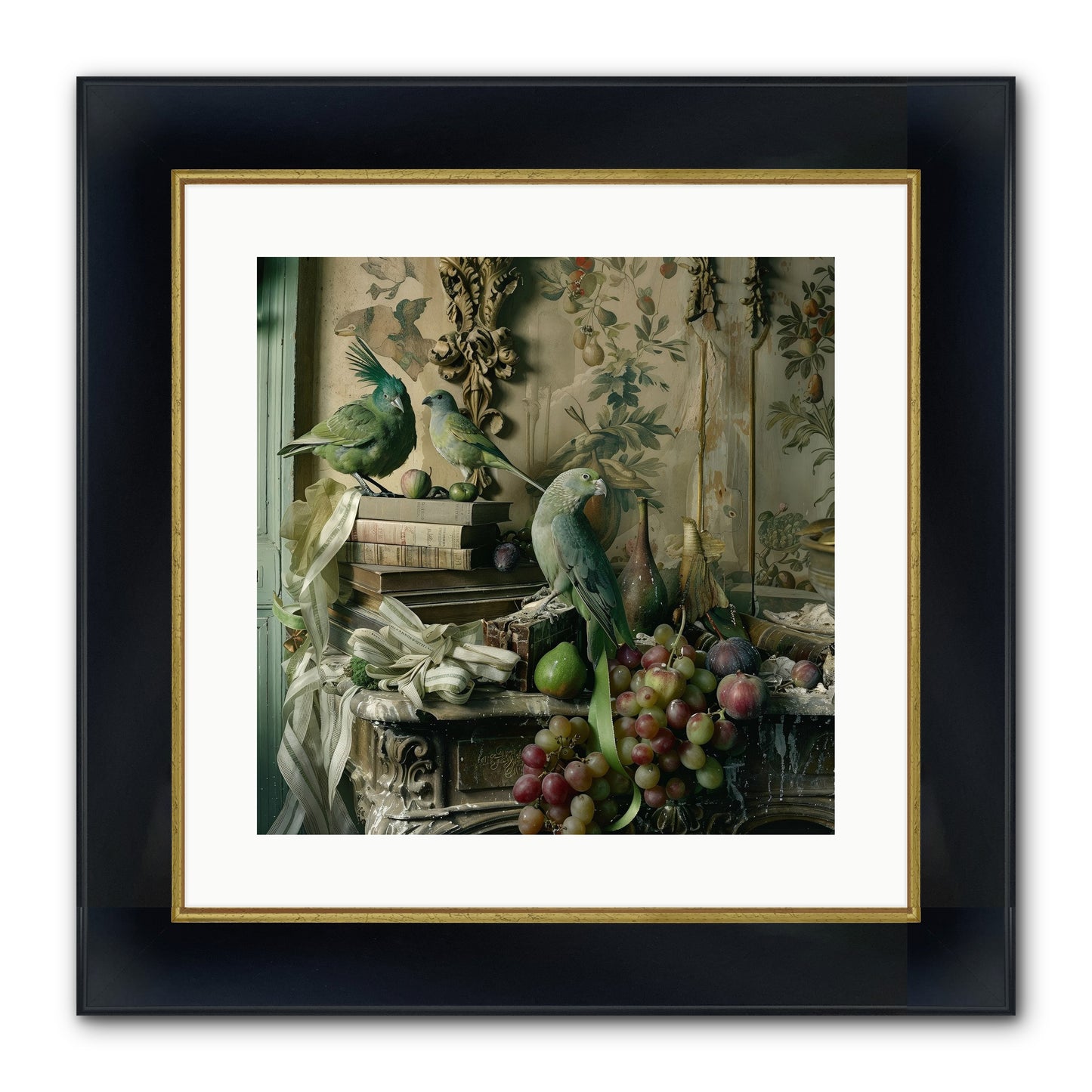 Plumes Of The Belle Époque Framed Print - Wide Black w/Gold 16x16