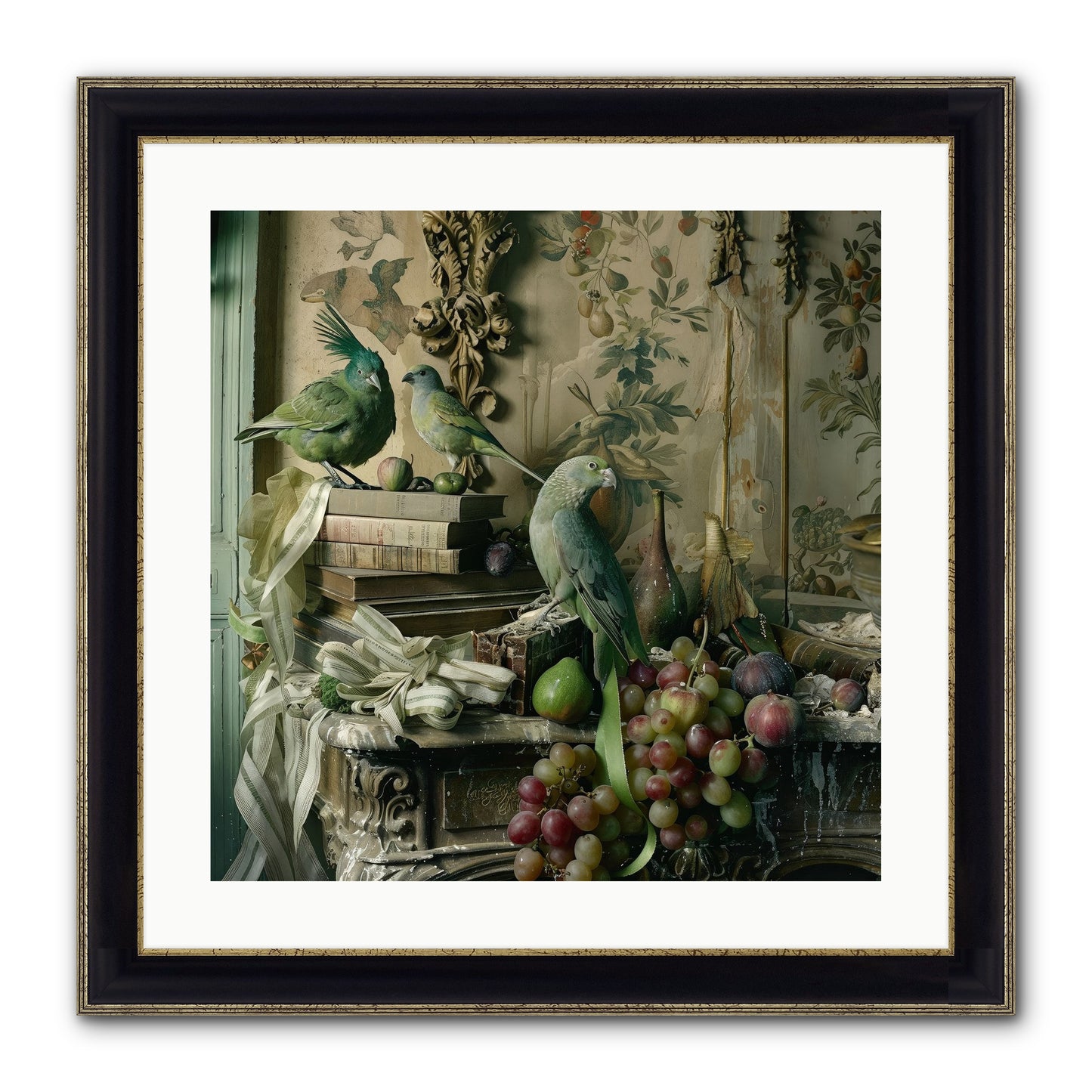 Plumes Of The Belle Époque Framed Print - Black & Gold 20x20