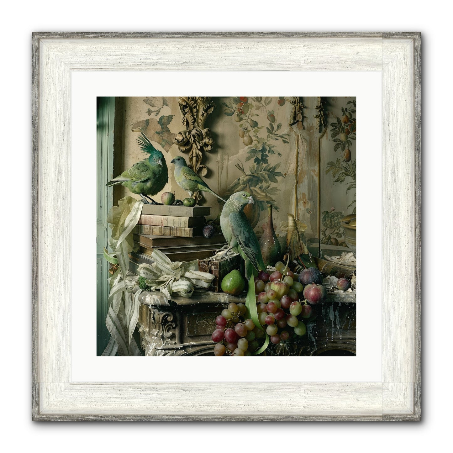 Plumes Of The Belle Époque Framed Print - Driftwood White 20x20