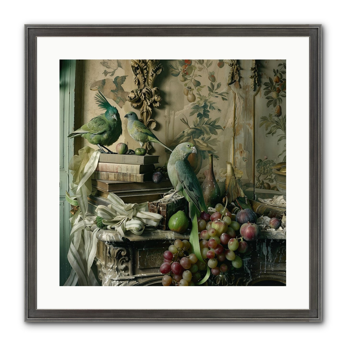 Plumes Of The Belle Époque Framed Print - Slimwoods Black/Silver 20x20
