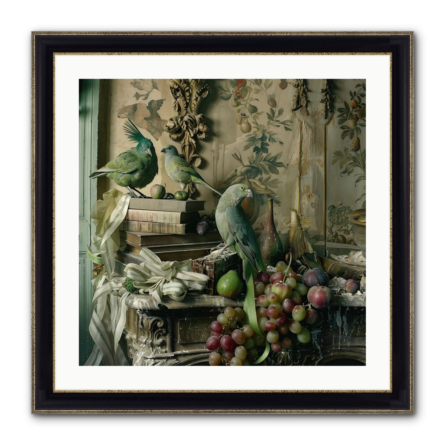 Plumes Of The Belle Époque Framed Print - Black & Gold 24x24