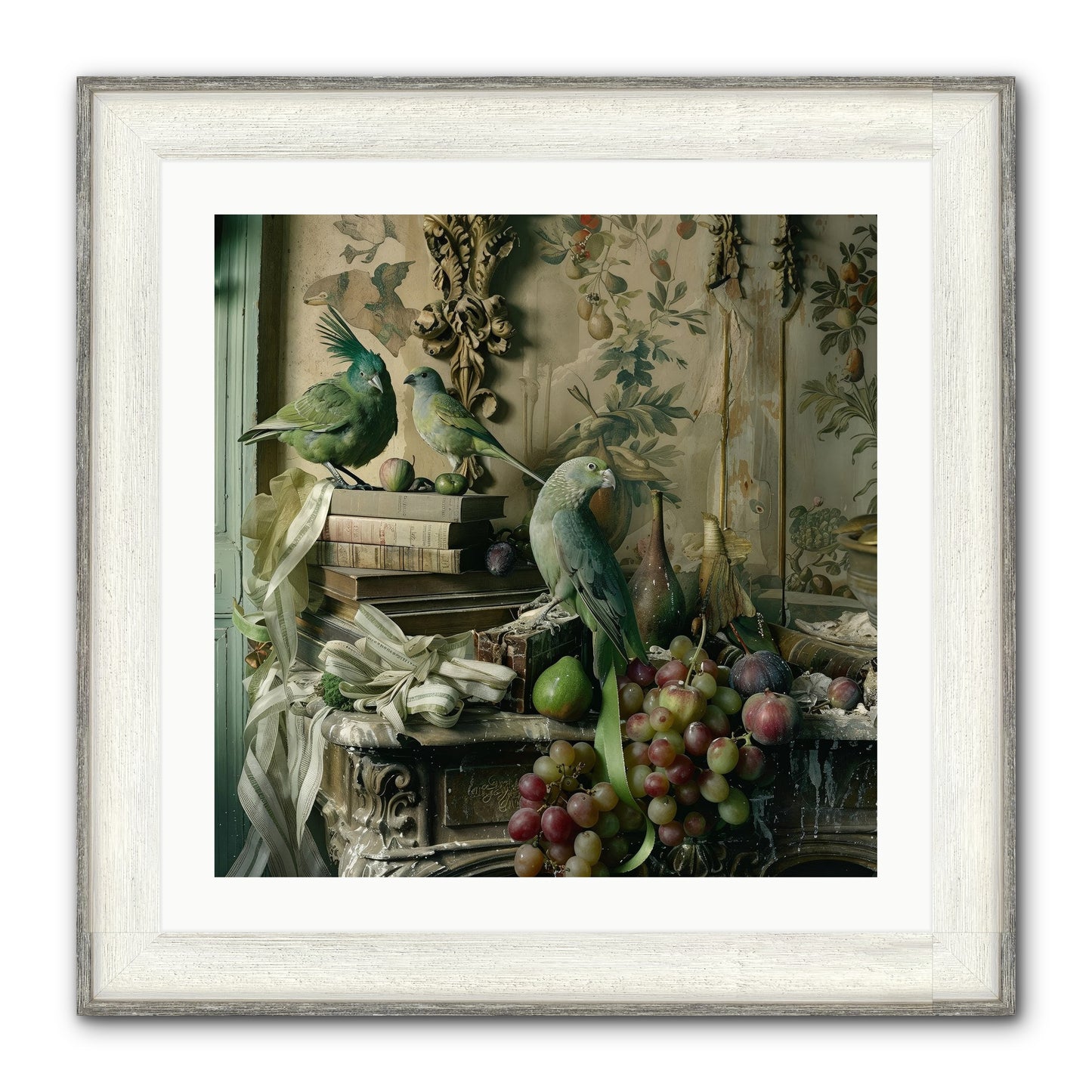 Plumes Of The Belle Époque Framed Print - Driftwood White 24x24