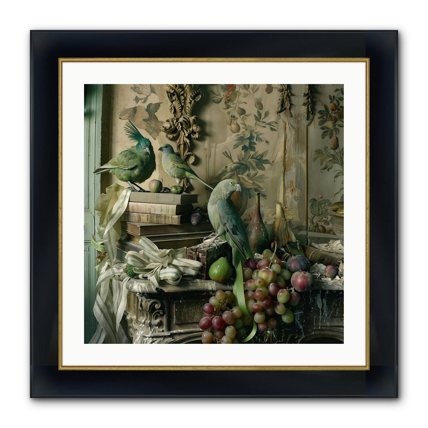 Plumes Of The Belle Époque Framed Print - Wide Black w/Gold 24x24