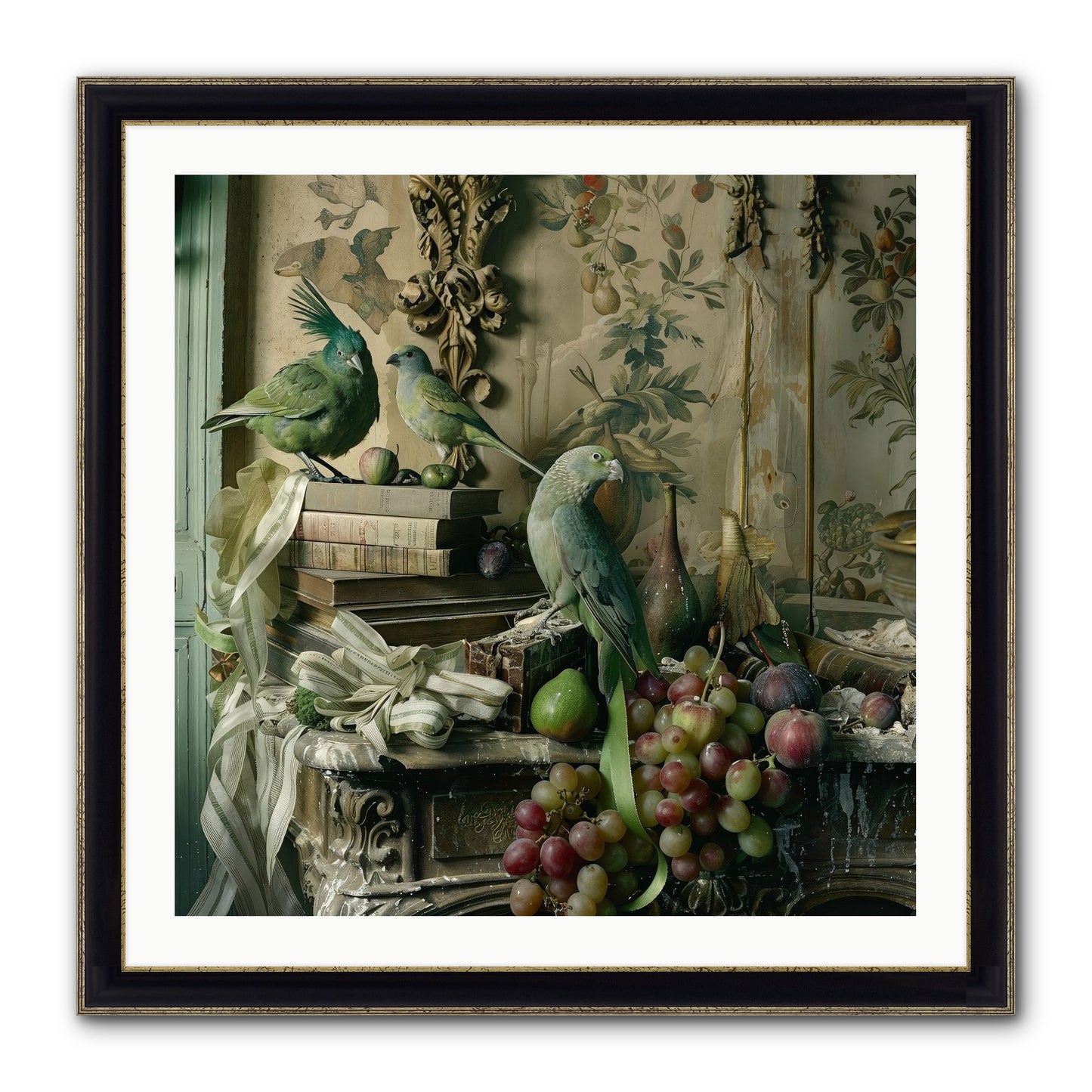 Plumes Of The Belle Époque Framed Print - Black & Gold 30x30