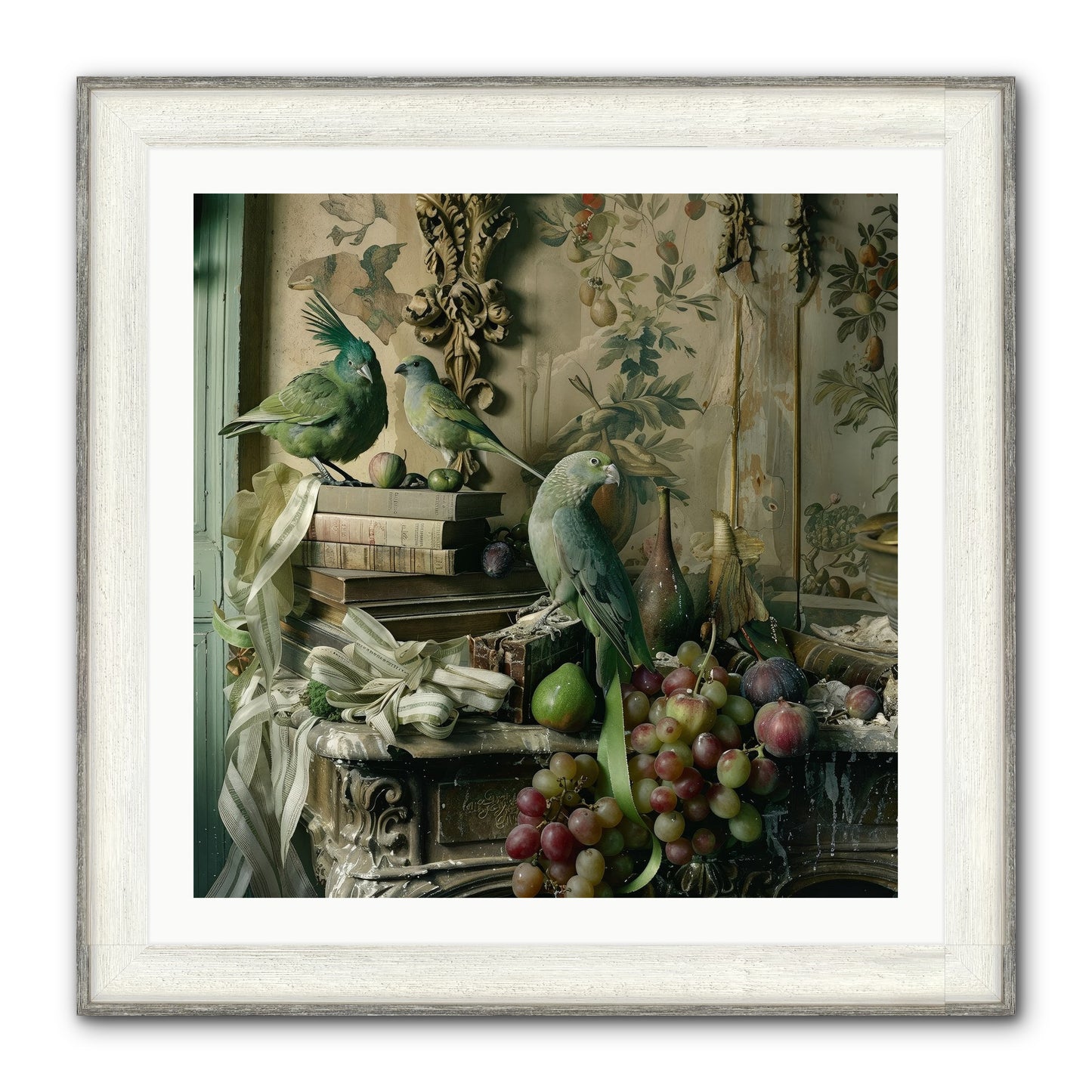 Plumes Of The Belle Époque Framed Print - Driftwood White 30x30
