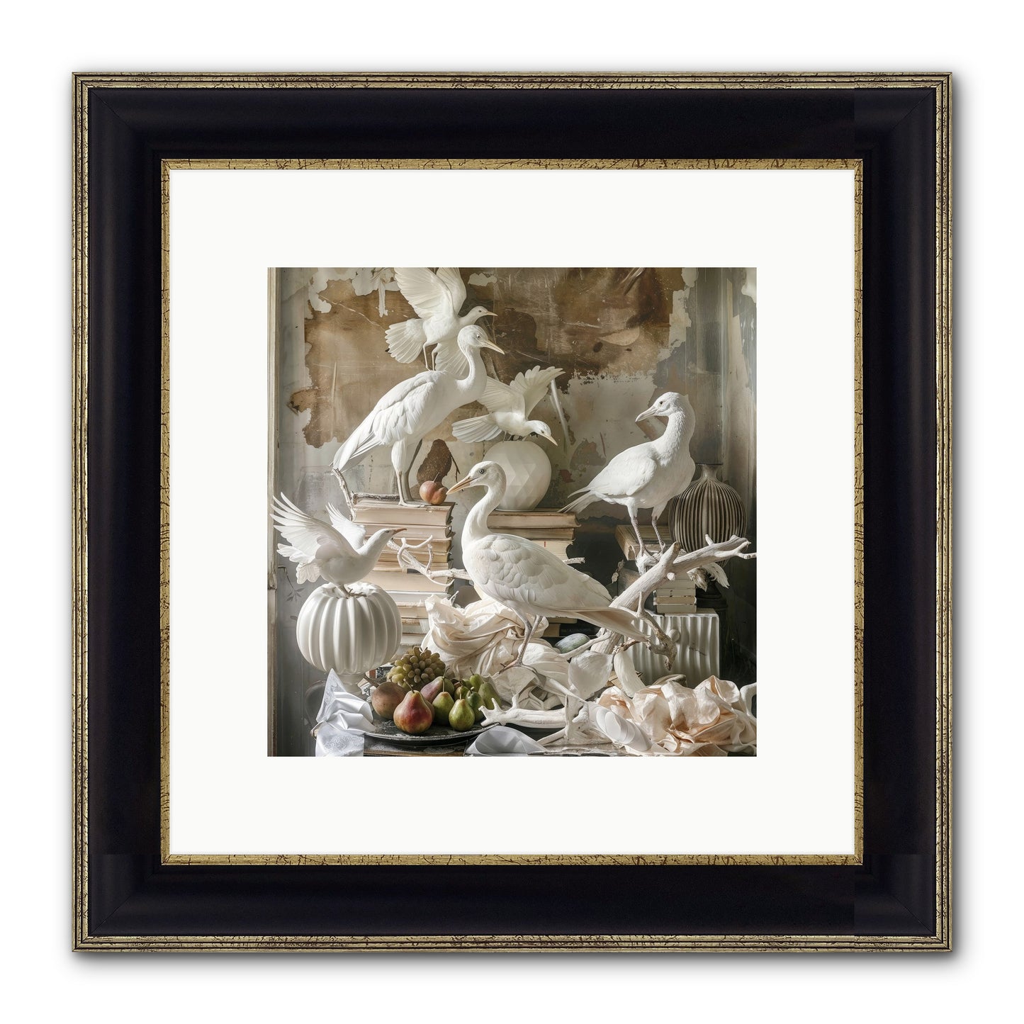 Plumes Of The Grand Tour Framed Print - Black & Gold 10x10