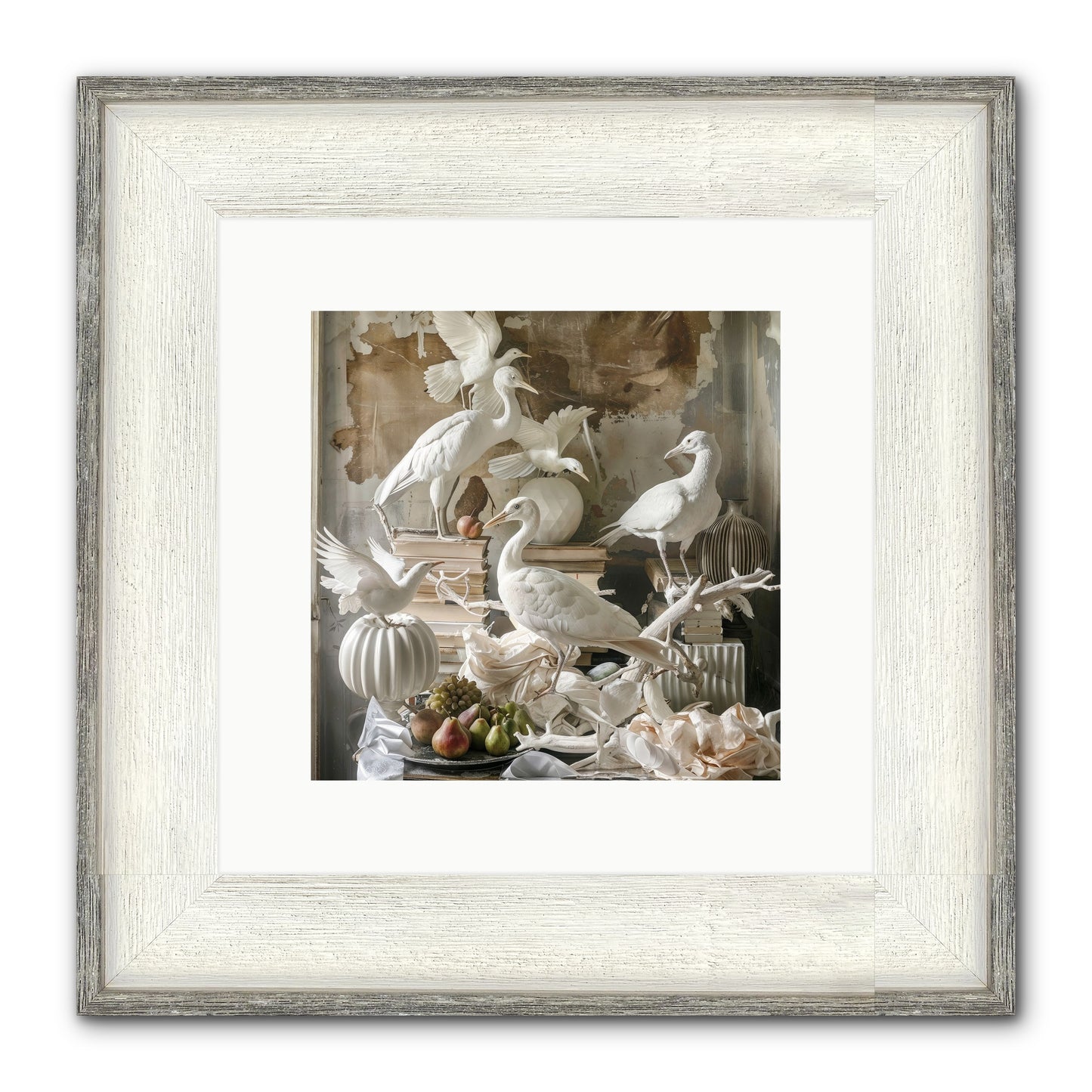 Plumes Of The Grand Tour Framed Print - Driftwood White 10x10