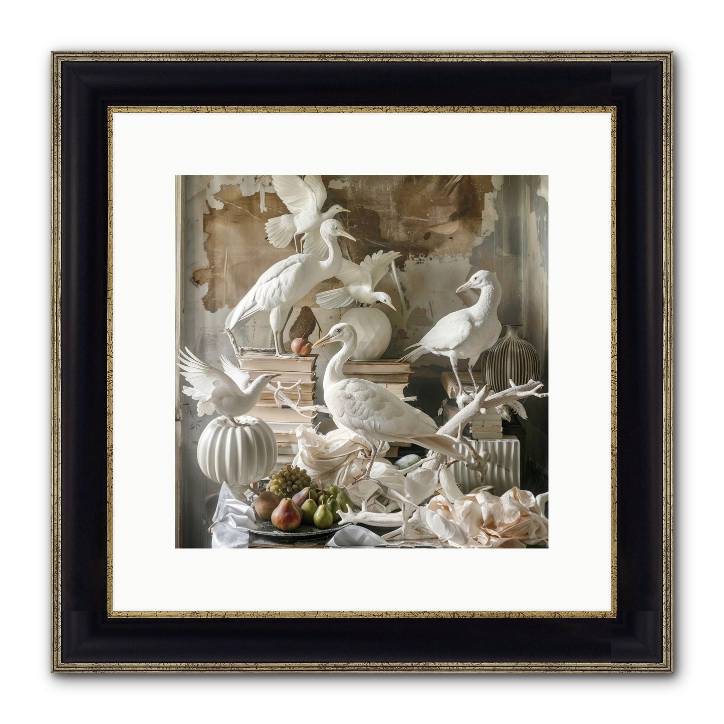 Plumes Of The Grand Tour Framed Print - Black & Gold 12x12