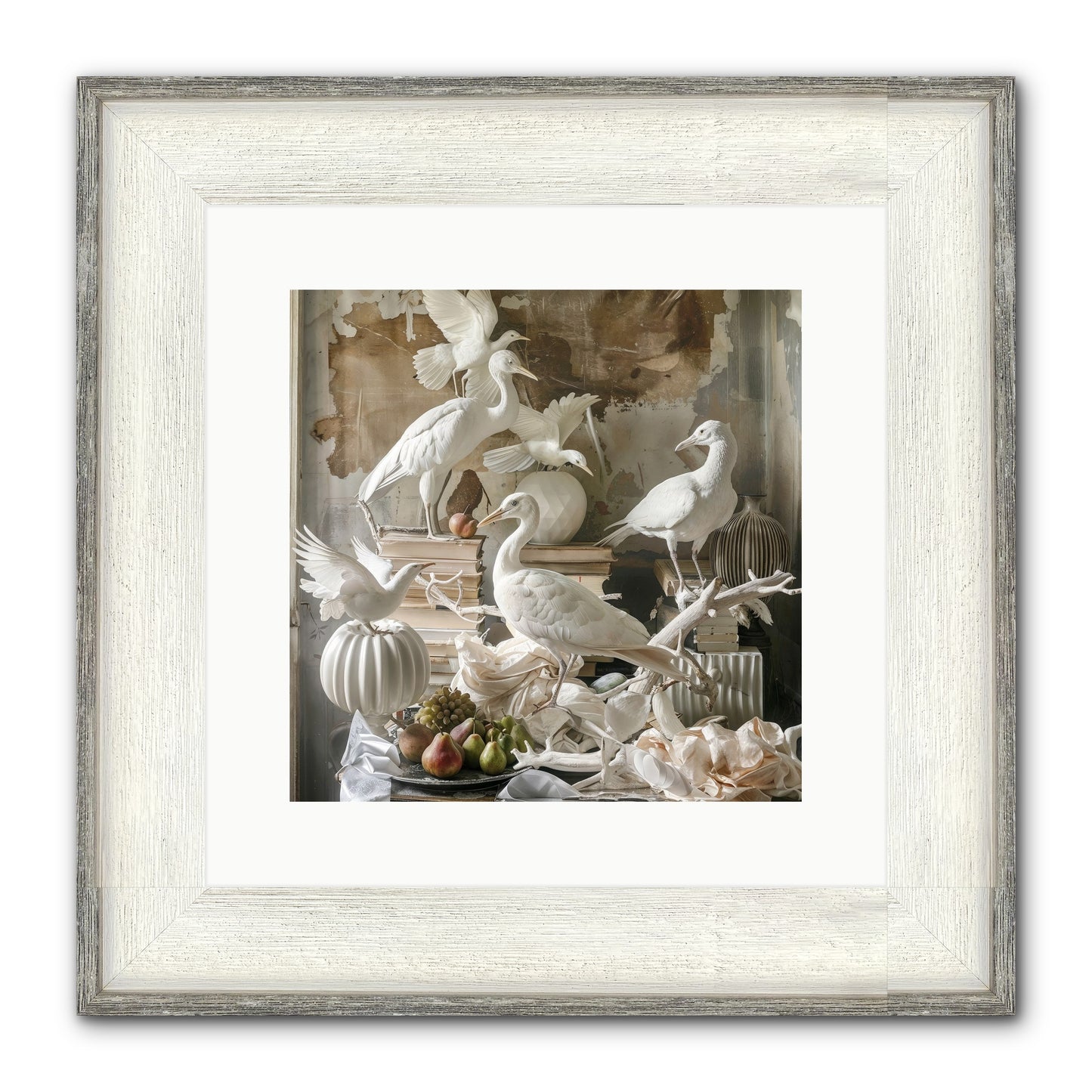 Plumes Of The Grand Tour Framed Print - Driftwood White 12x12
