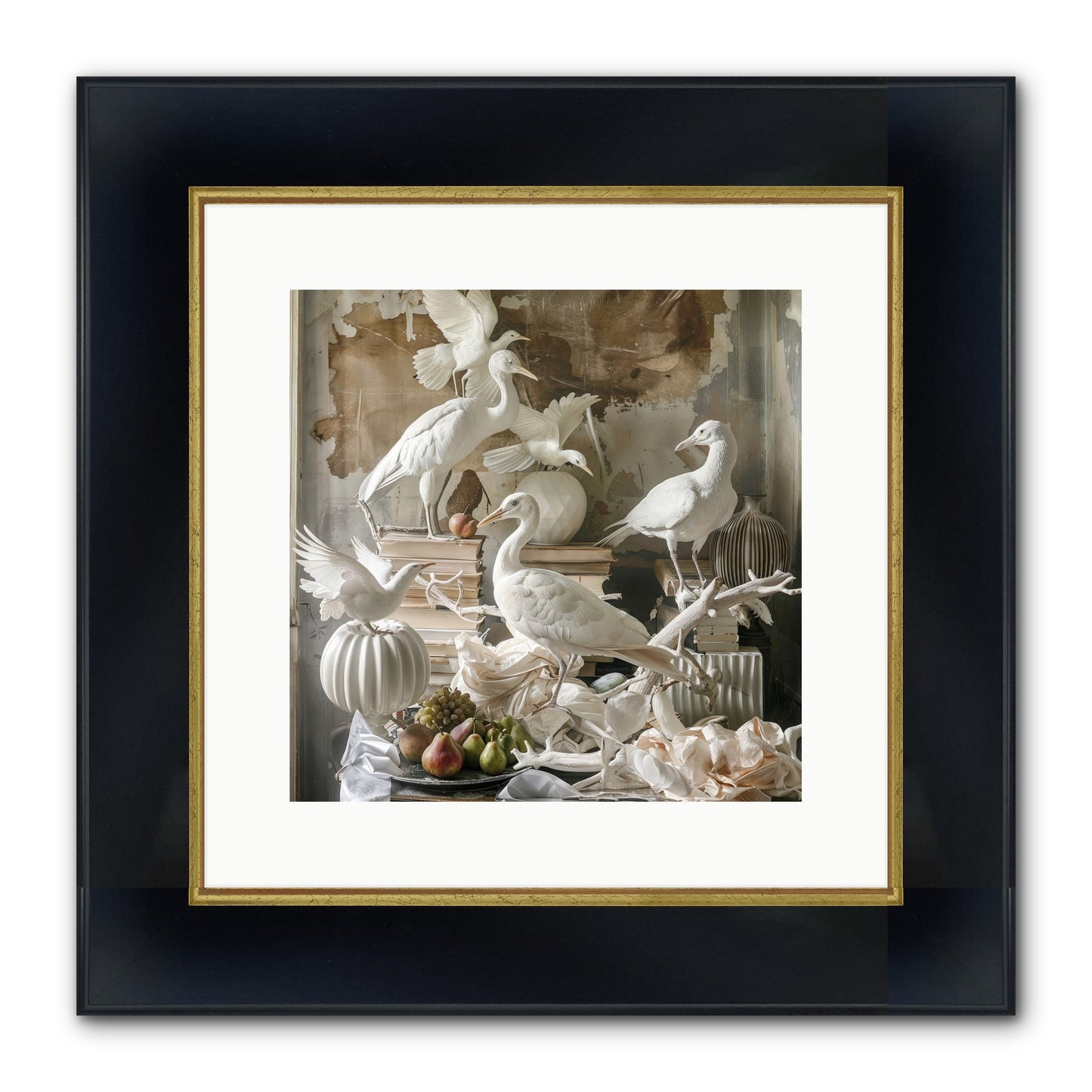 Plumes Of The Grand Tour Framed Print - Wide Black w/Gold 12x12