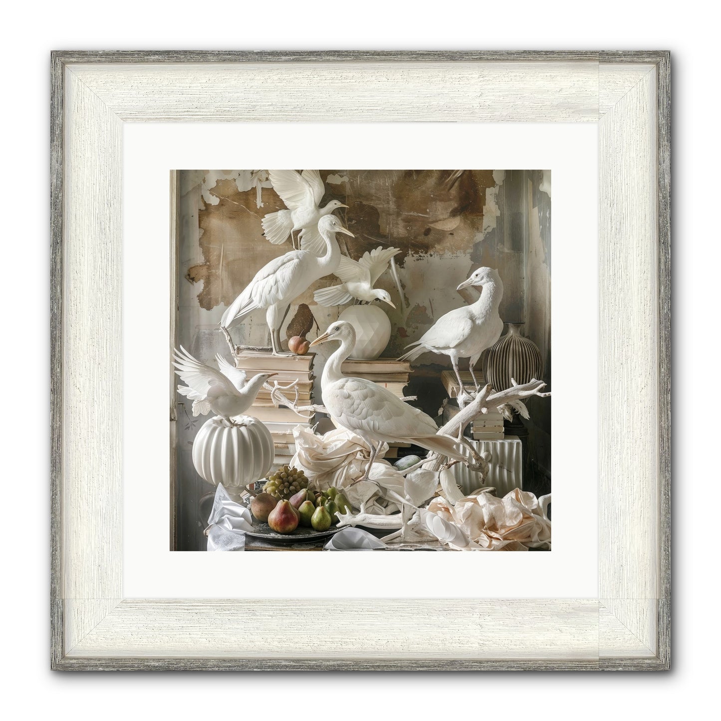 Plumes Of The Grand Tour Framed Print - Driftwood White 16x16
