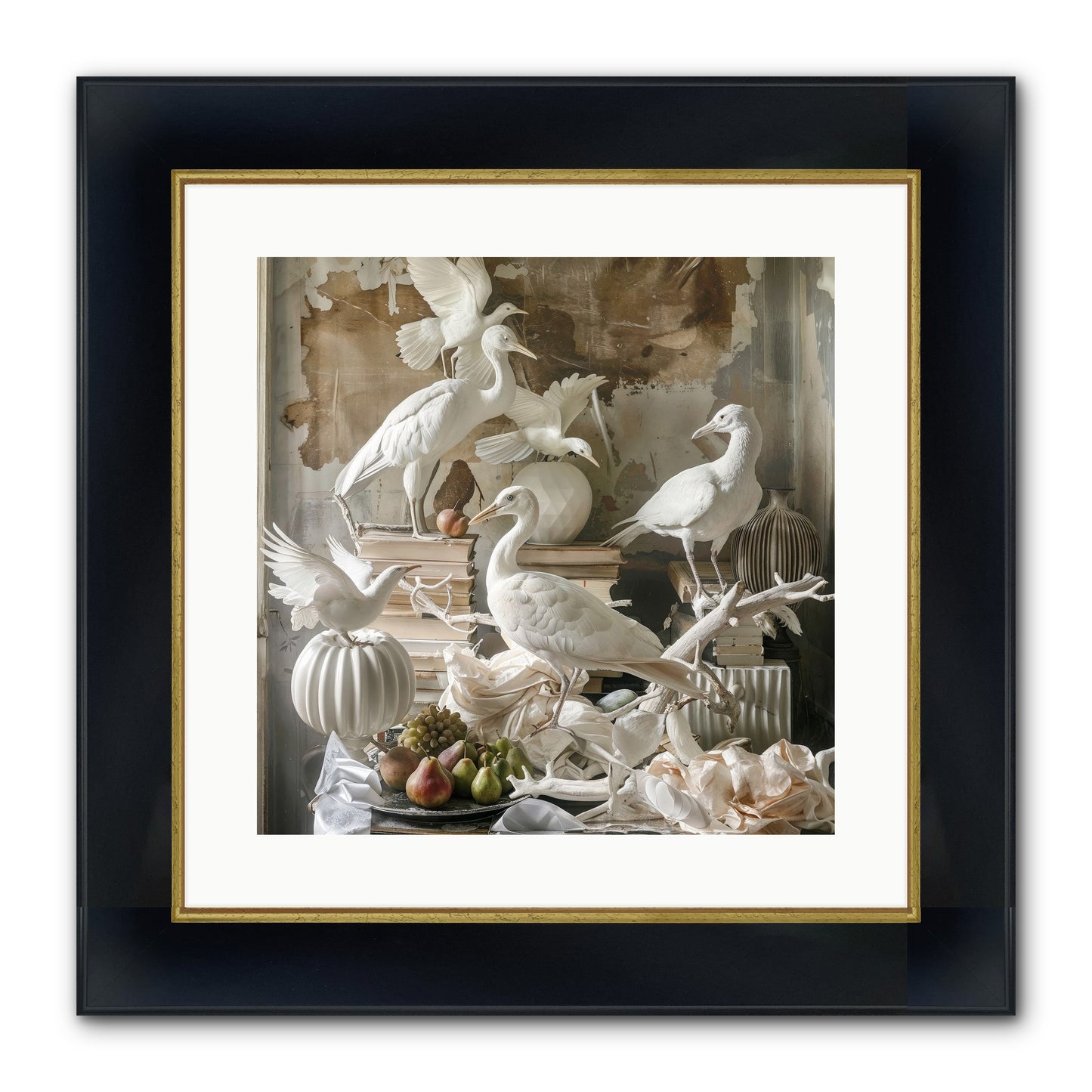 Plumes Of The Grand Tour Framed Print - Wide Black w/Gold 16x16