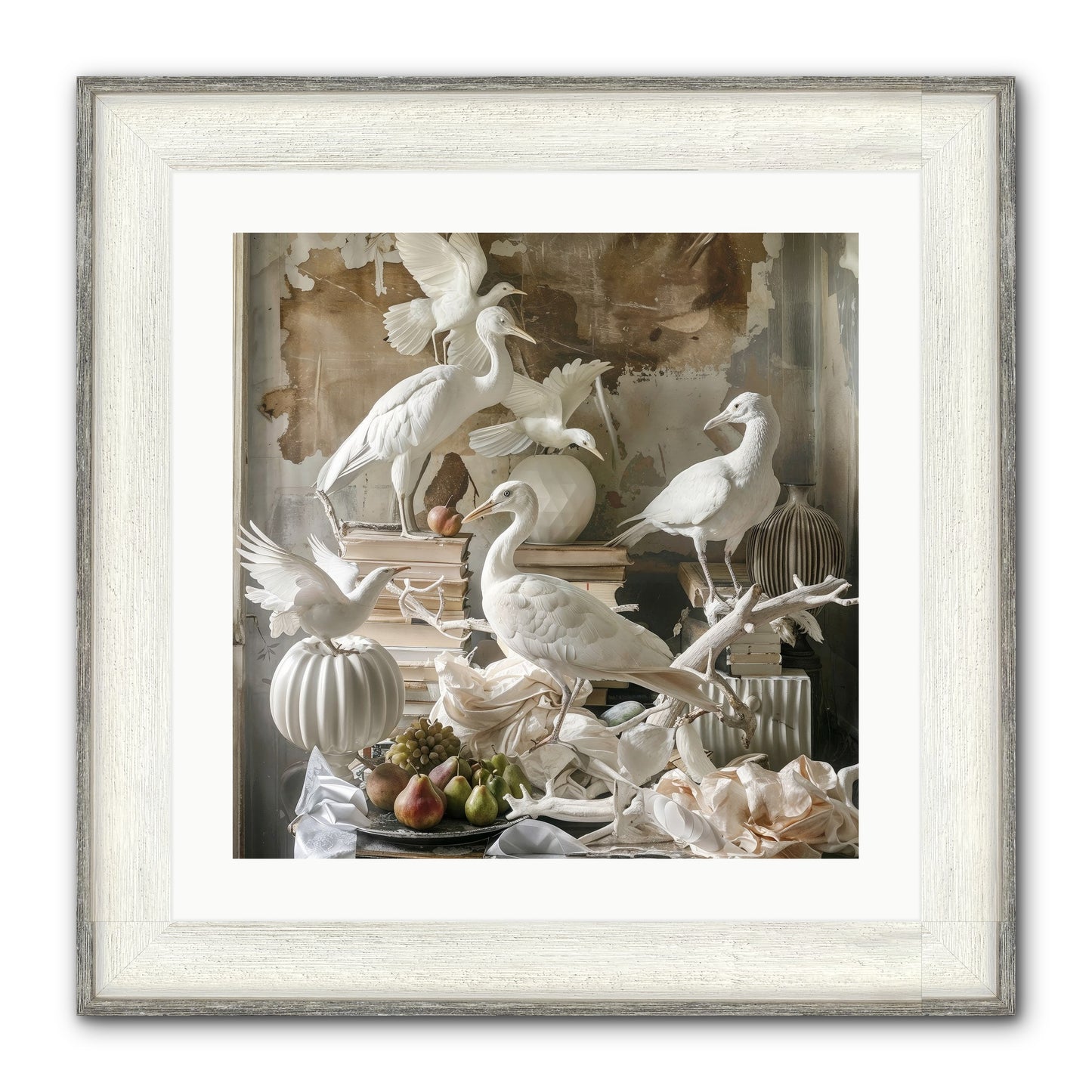 Plumes Of The Grand Tour Framed Print - Driftwood White 20x20