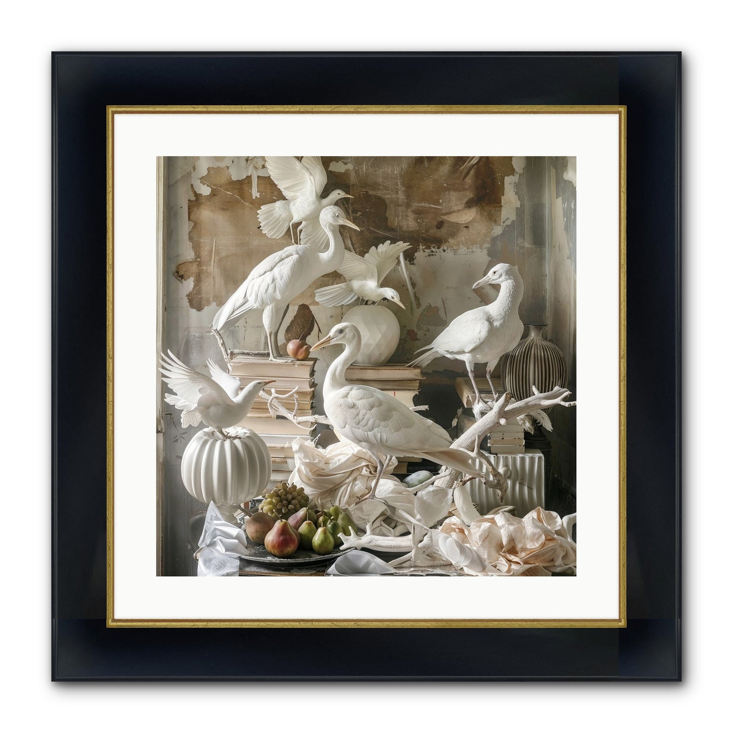 Plumes Of The Grand Tour Framed Print - Wide Black w/Gold 20x20