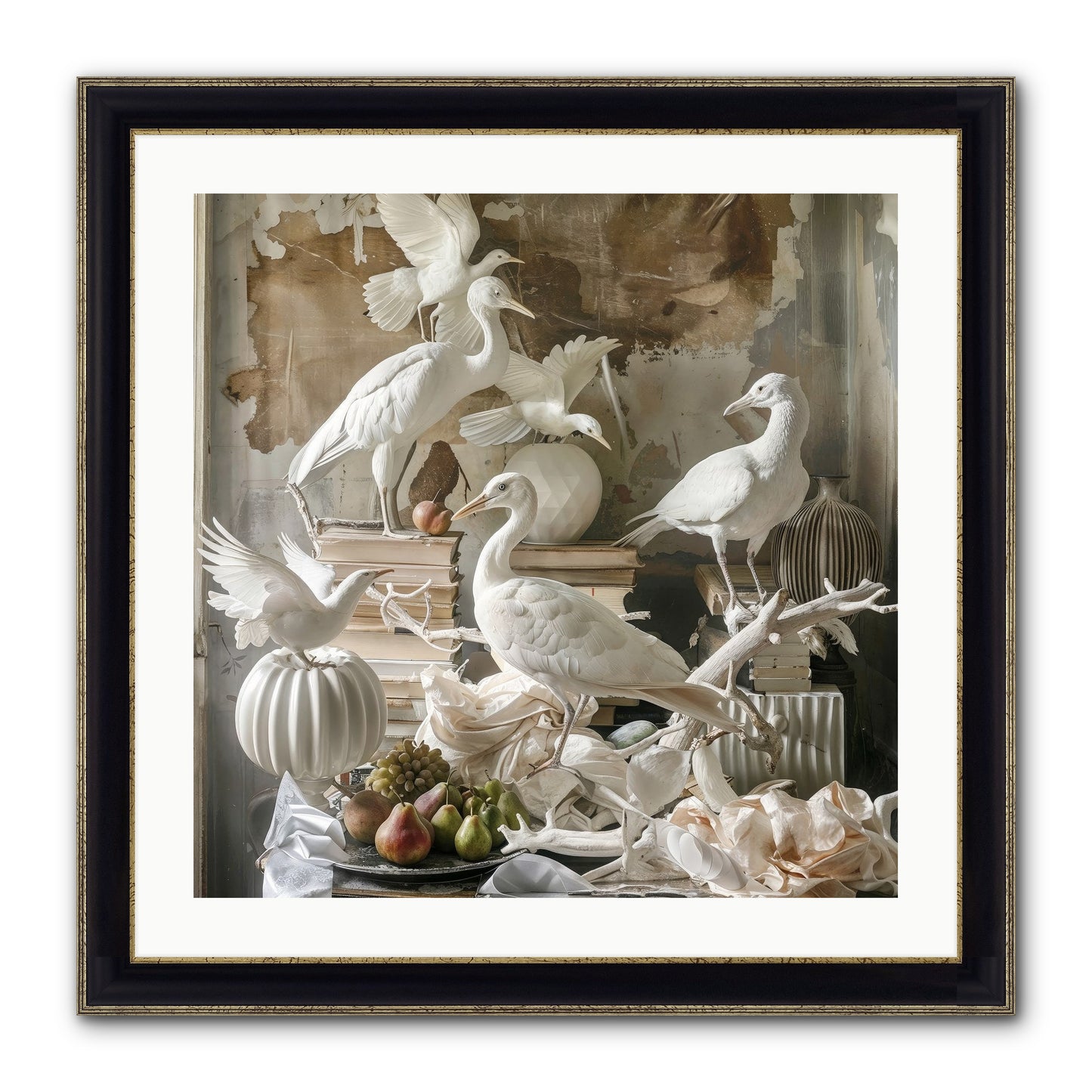 Plumes Of The Grand Tour Framed Print - Black & Gold 24x24