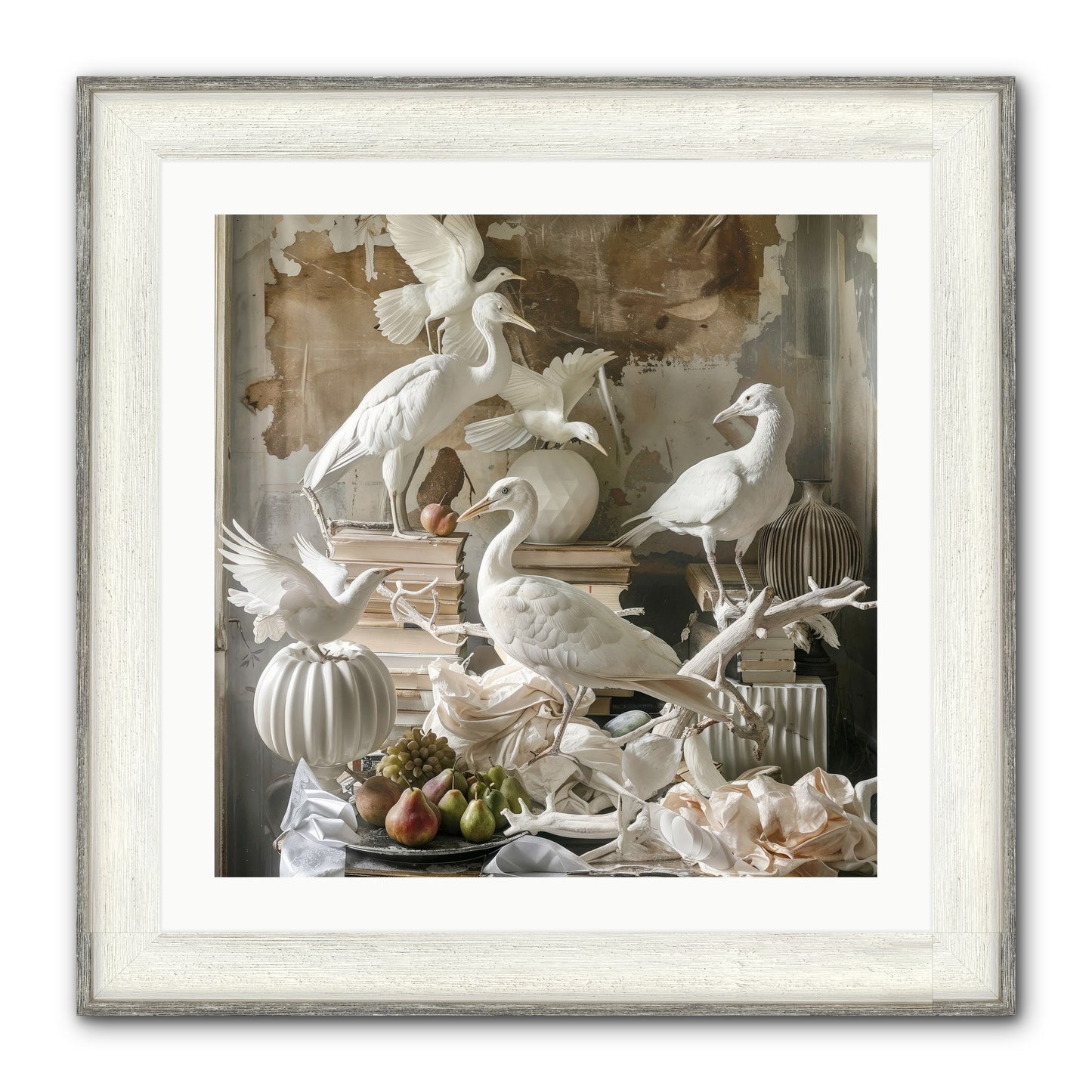 Plumes Of The Grand Tour Framed Print - Driftwood White 24x24