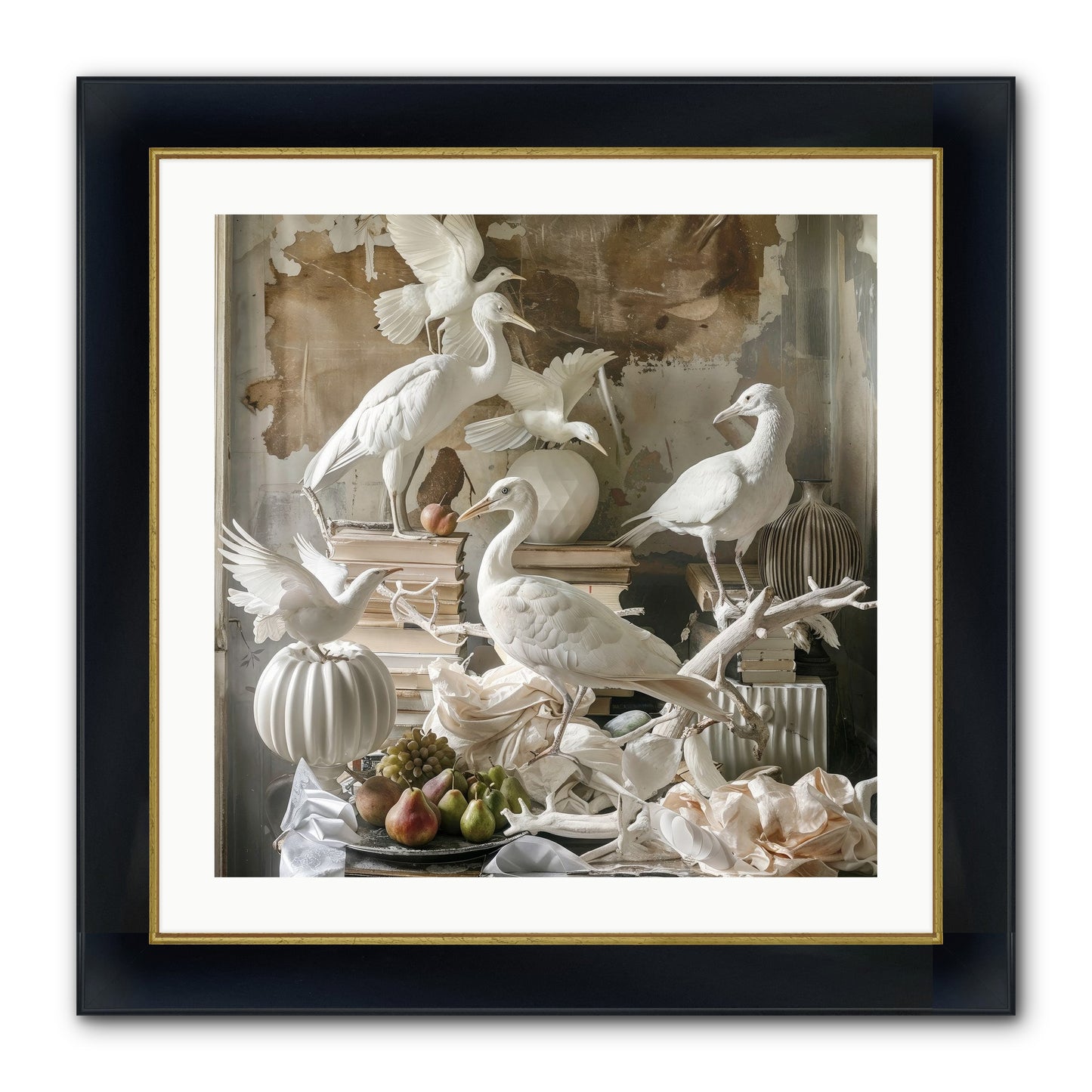 Plumes Of The Grand Tour Framed Print - Wide Black w/Gold 24x24