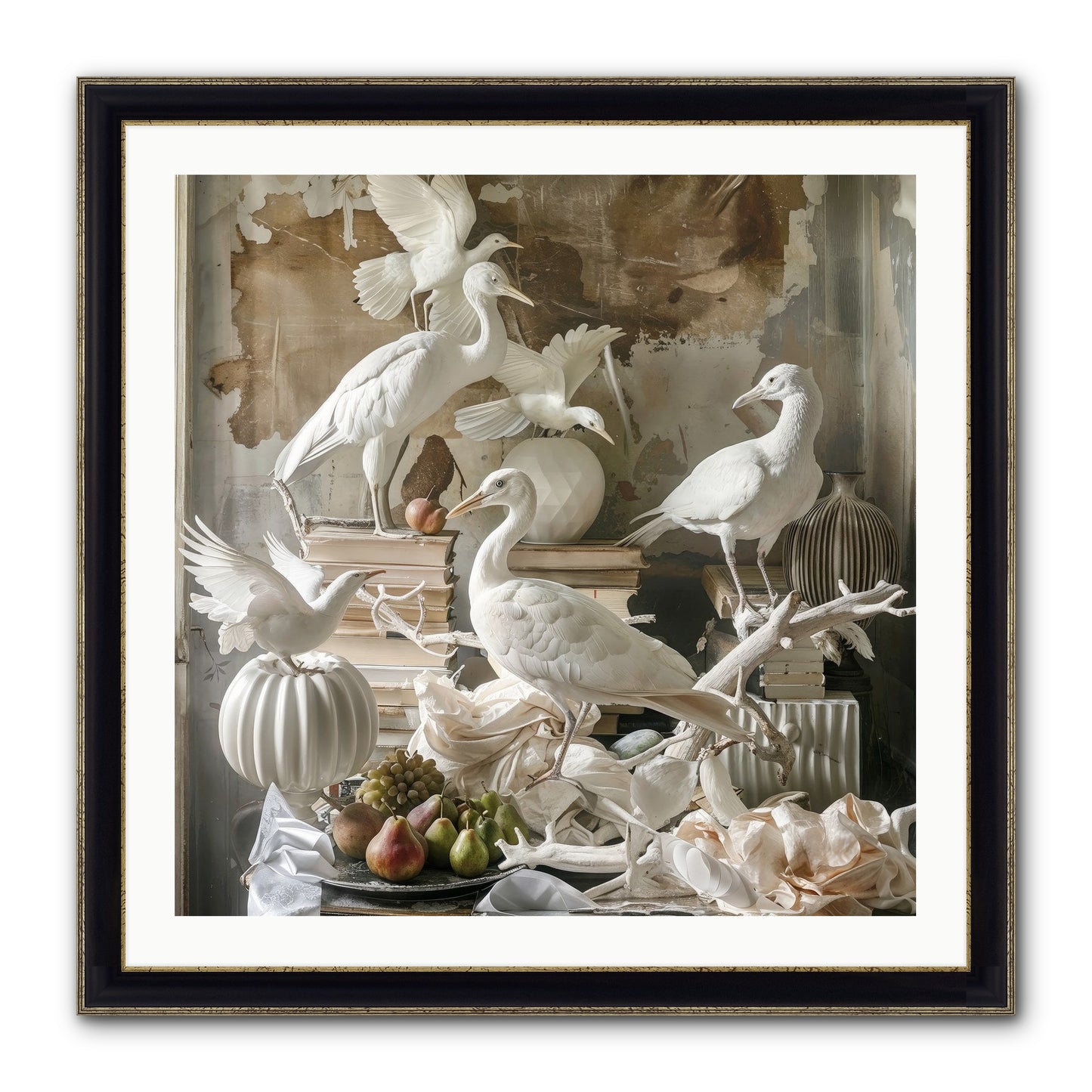 Plumes Of The Grand Tour Framed Print - Black & Gold 30x30
