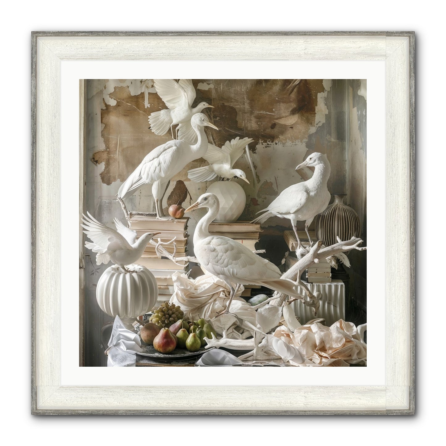 Plumes Of The Grand Tour Framed Print - Driftwood White 30x30