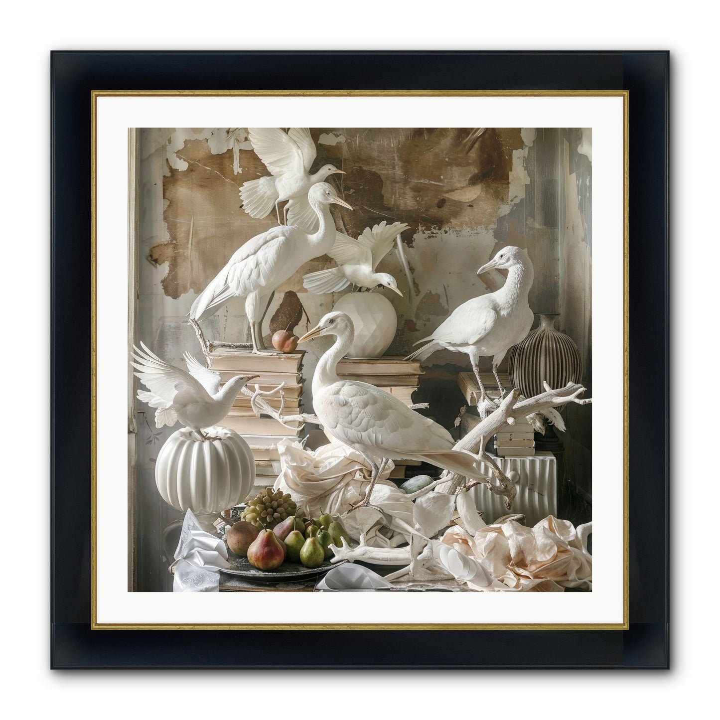 Plumes Of The Grand Tour Framed Print - Wide Black w/Gold 30x30