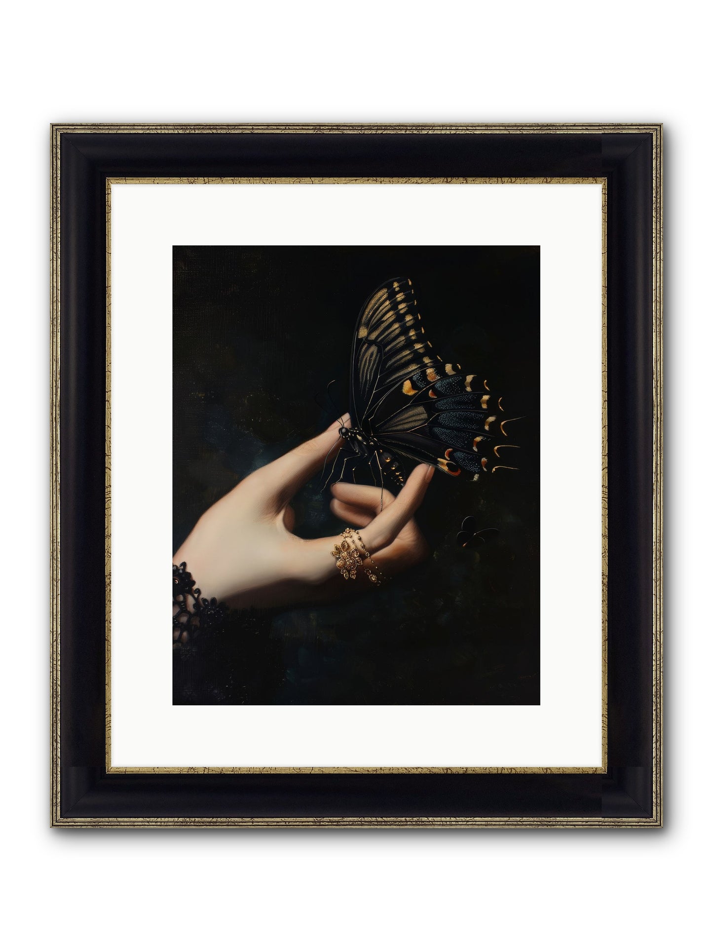 Poe's Midnight Framed Print - Black & Gold 12x15