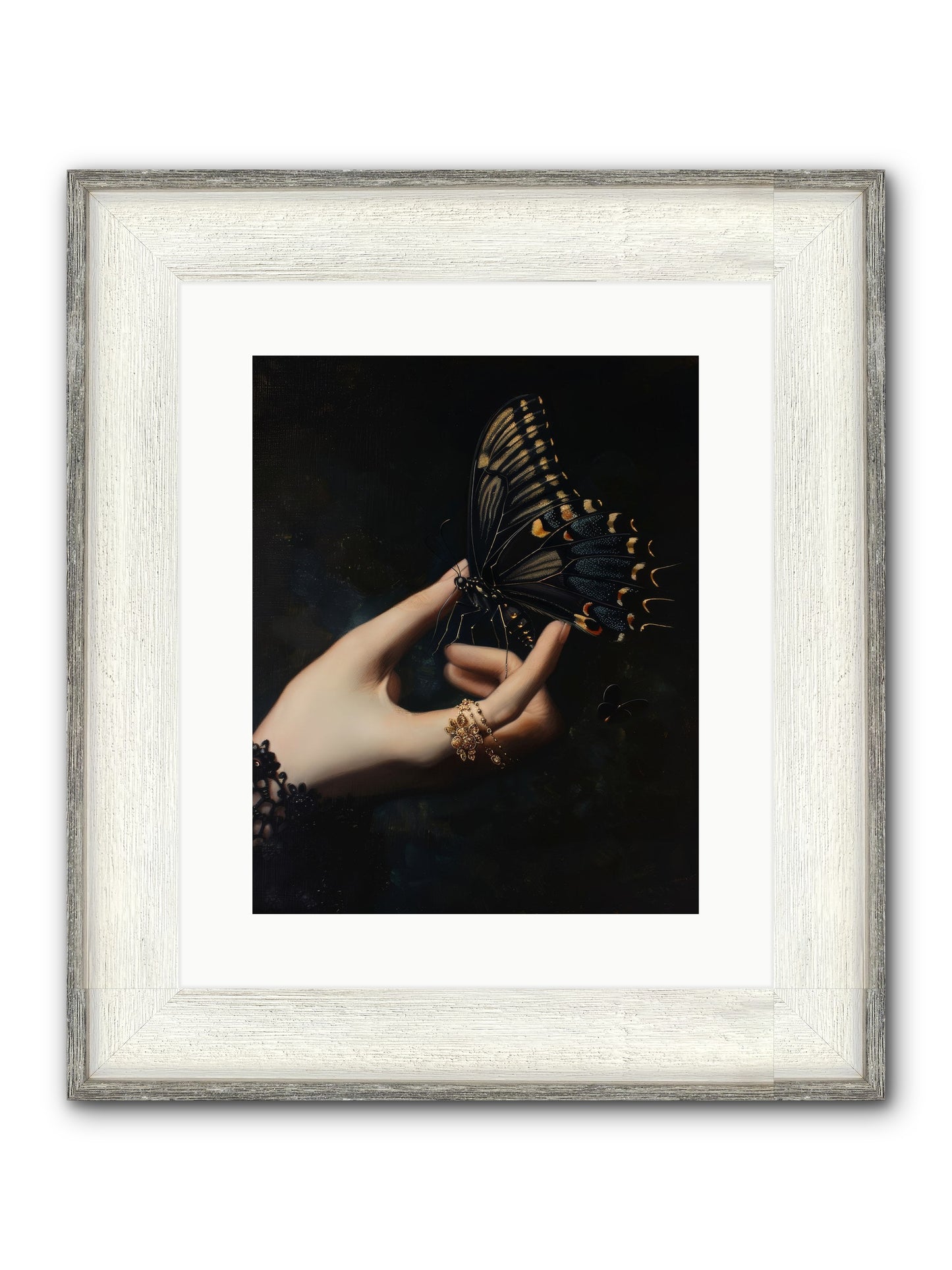 Poe's Midnight Framed Print - Driftwood White 12x15