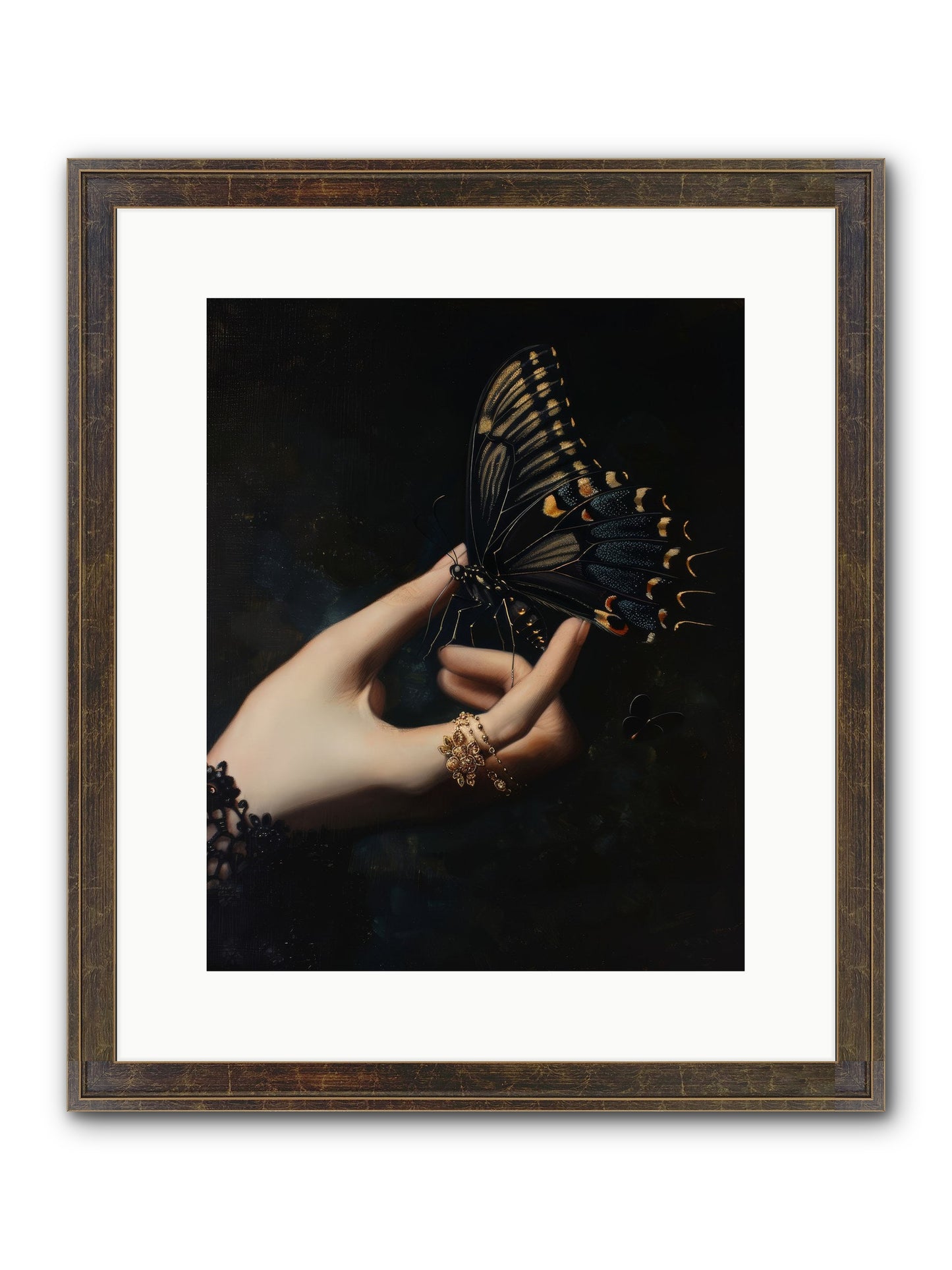 Poe's Midnight Framed Print - Slimwoods Black/Gold 12x15