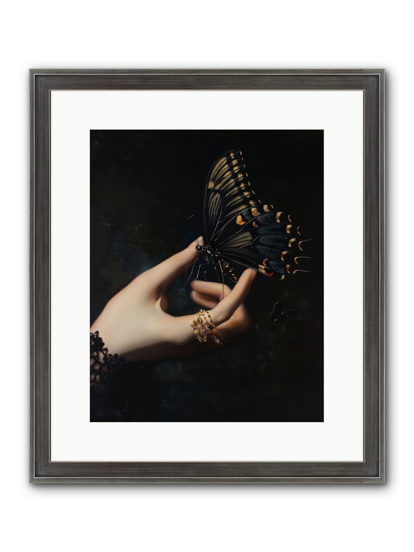 Poe's Midnight Framed Print - Slimwoods Black/Silver 12x15