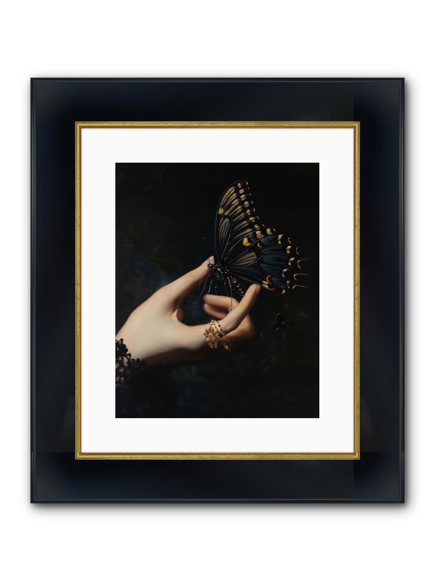 Poe's Midnight Framed Print - Wide Black w/Gold 12x15