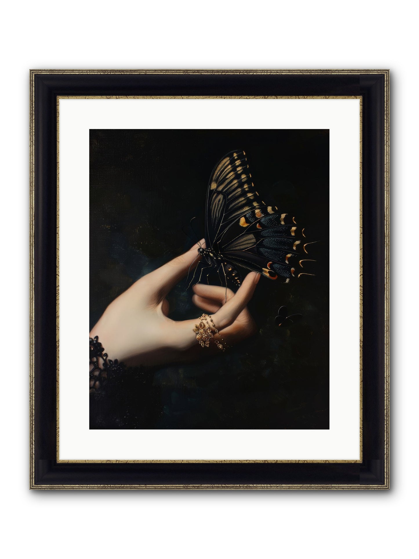 Poe's Midnight Framed Print - Black & Gold 16x20