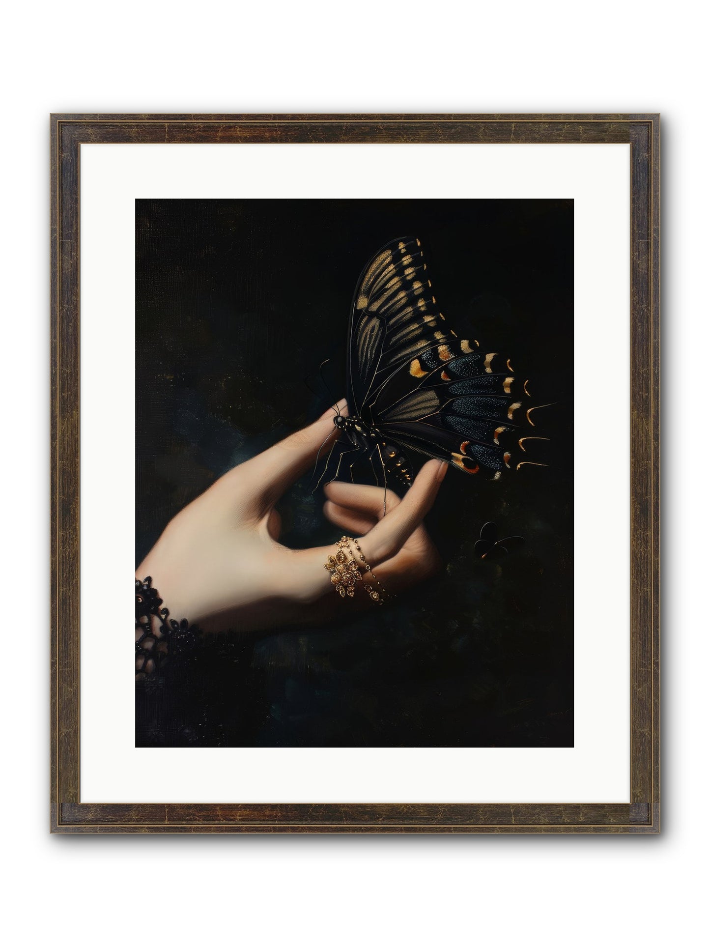 Poe's Midnight Framed Print - Slimwoods Black/Gold 16x20