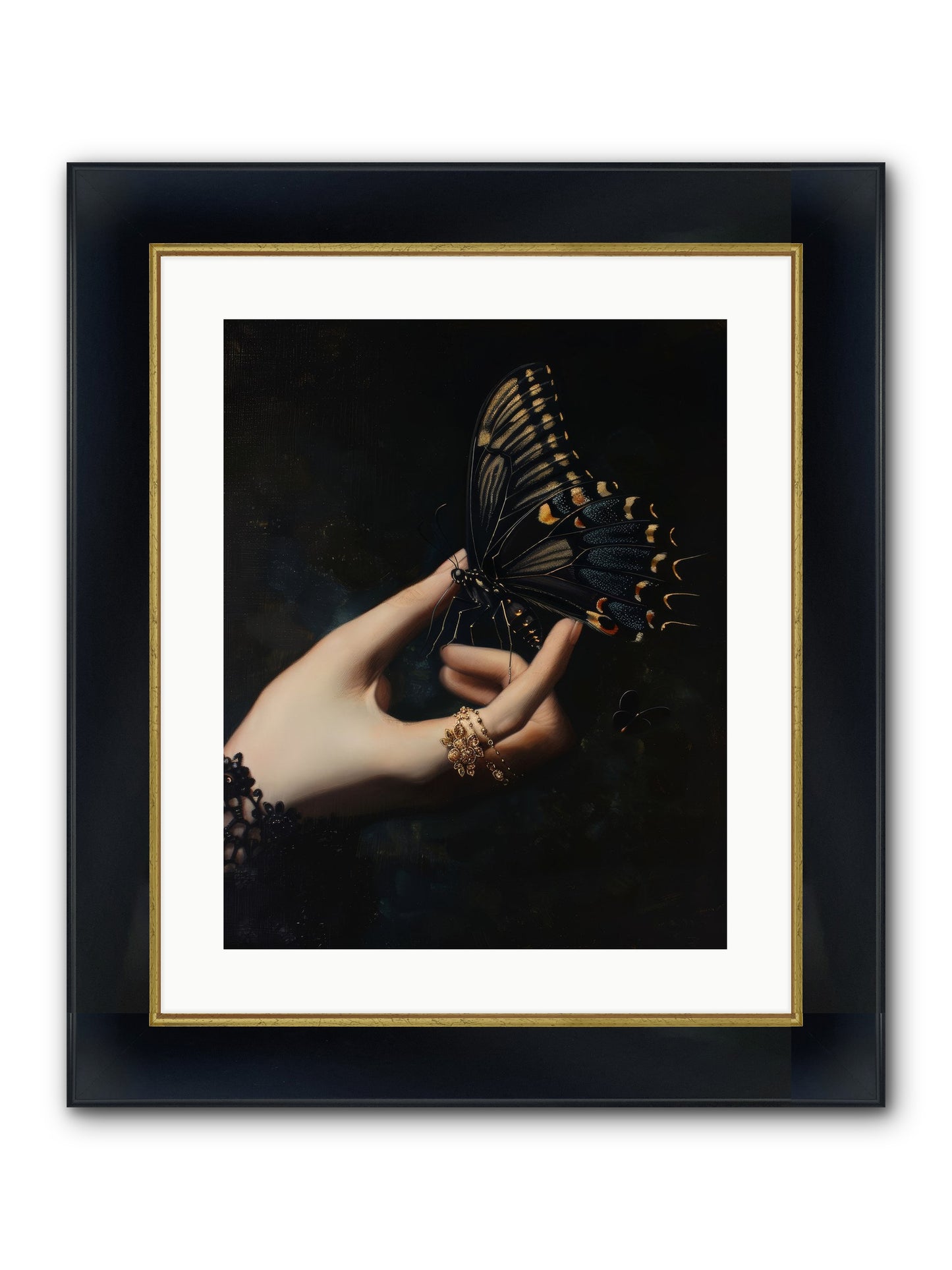 Poe's Midnight Framed Print - Wide Black w/Gold 16x20