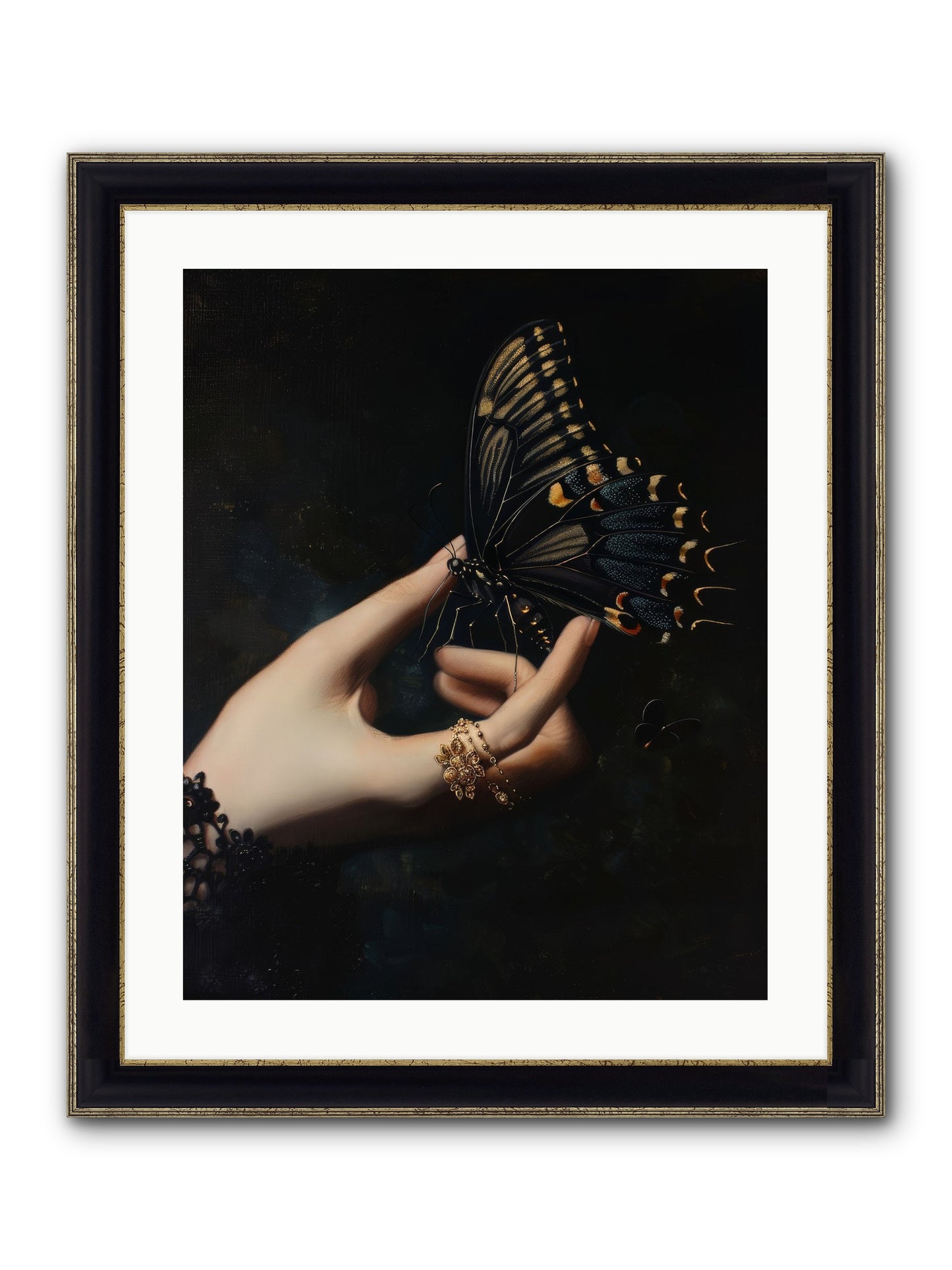 Poe's Midnight Framed Print - Black & Gold 20x25