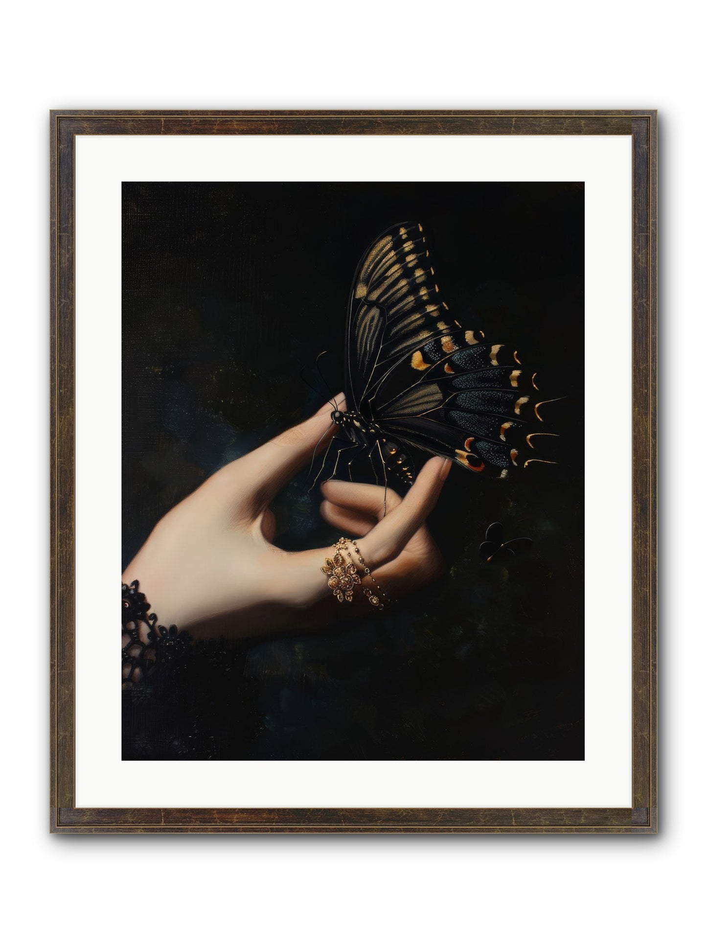 Poe's Midnight Framed Print - Slimwoods Black/Gold 20x25