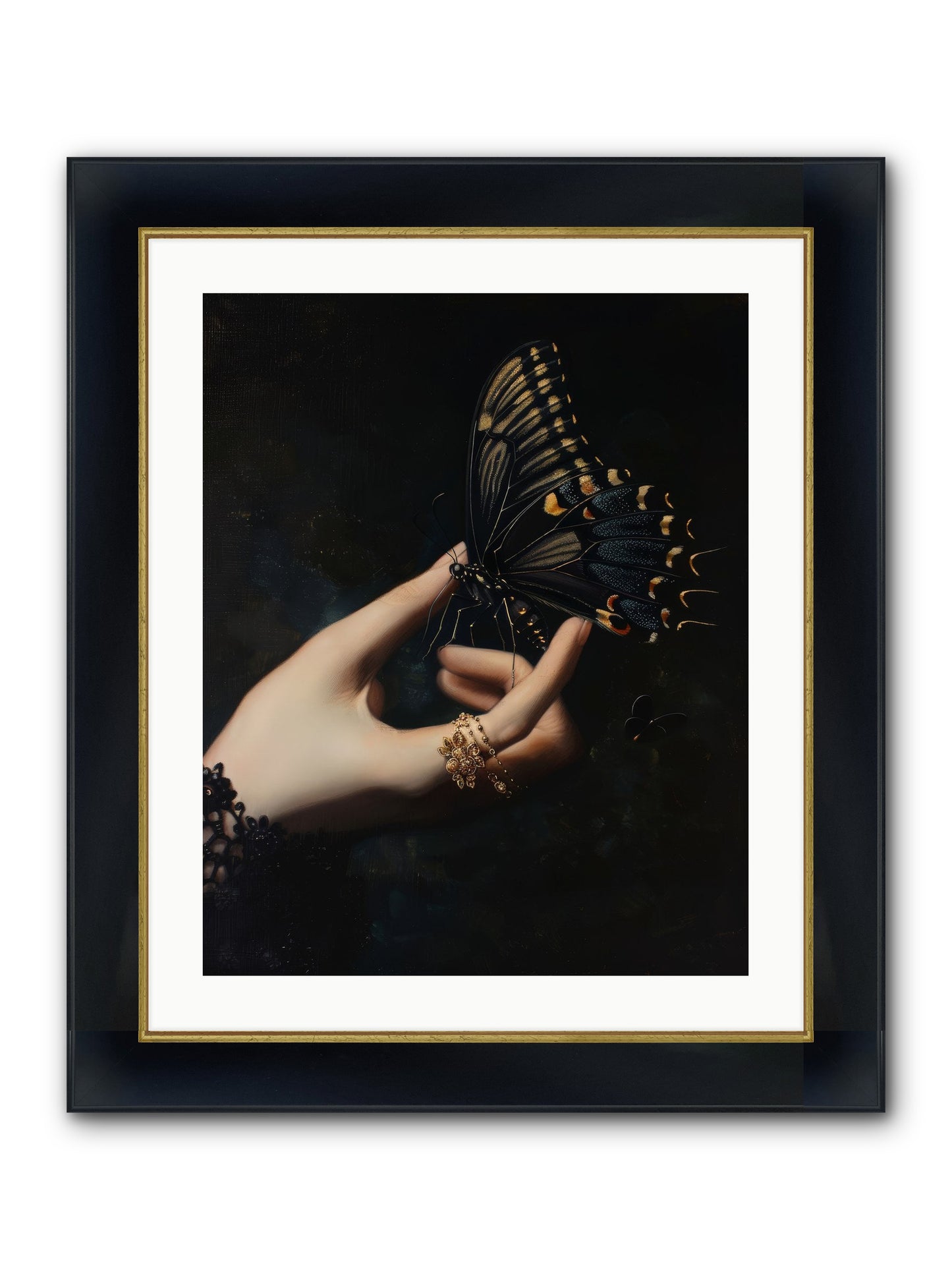 Poe's Midnight Framed Print - Wide Black w/Gold 20x25