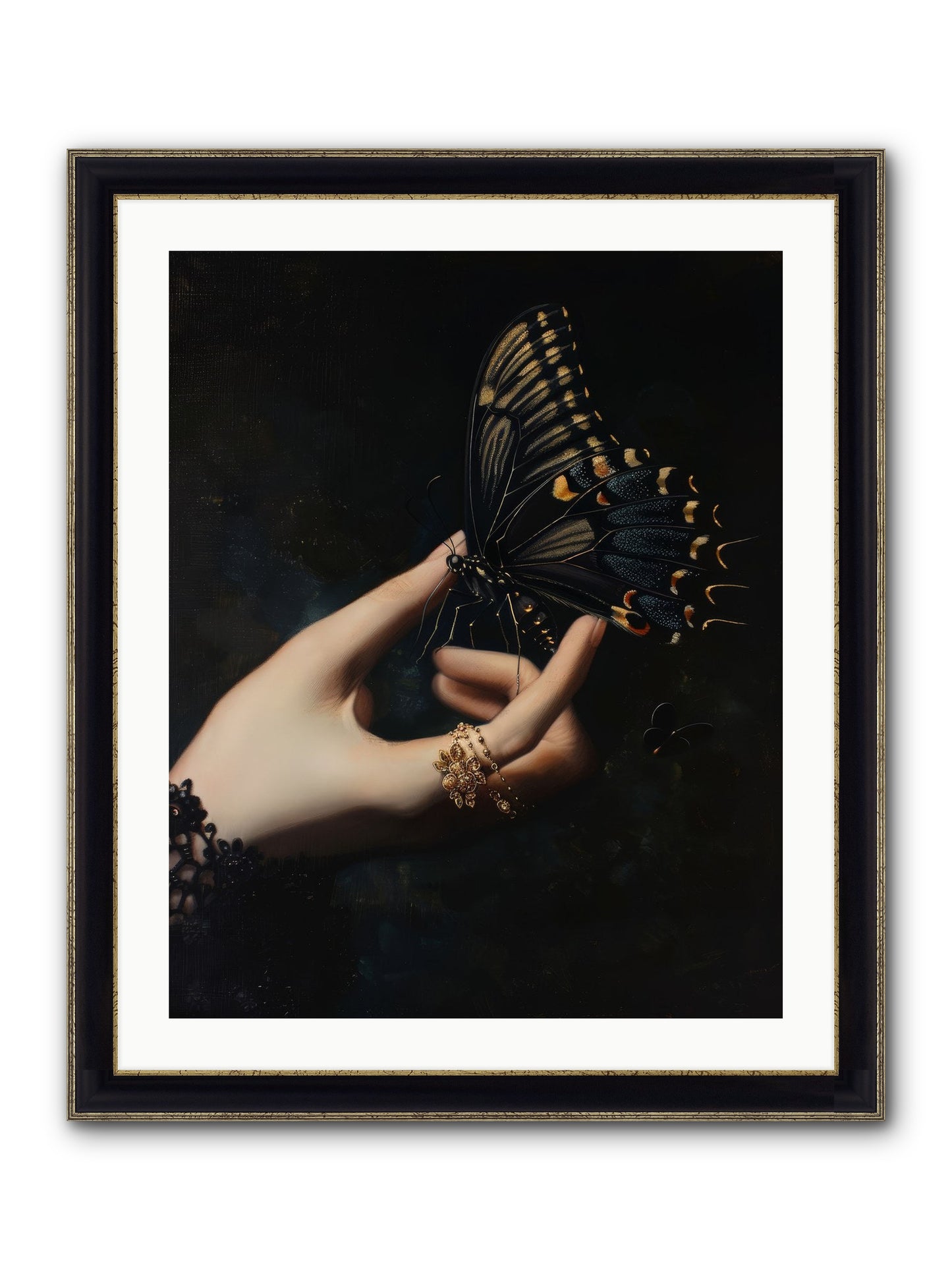 Poe's Midnight Framed Print - Black & Gold 24x30