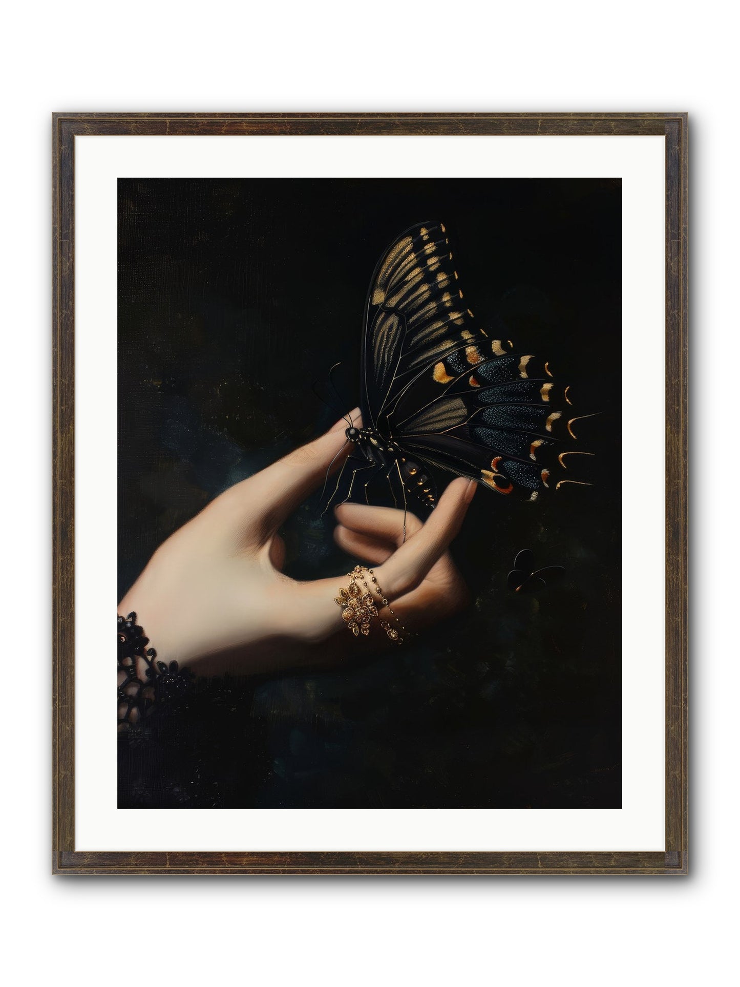 Poe's Midnight Framed Print - Slimwoods Black/Gold 24x30
