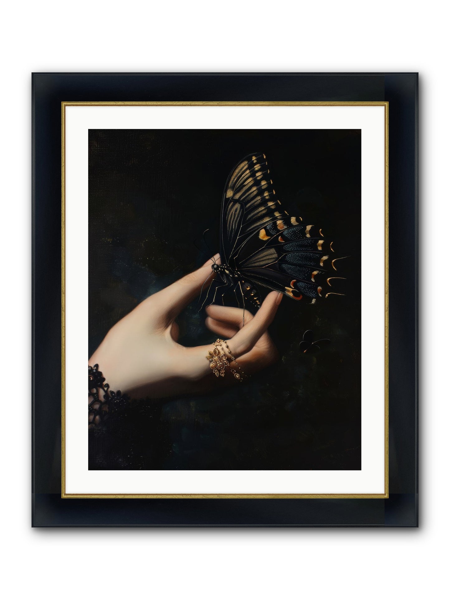 Poe's Midnight Framed Print - Wide Black w/Gold 24x30