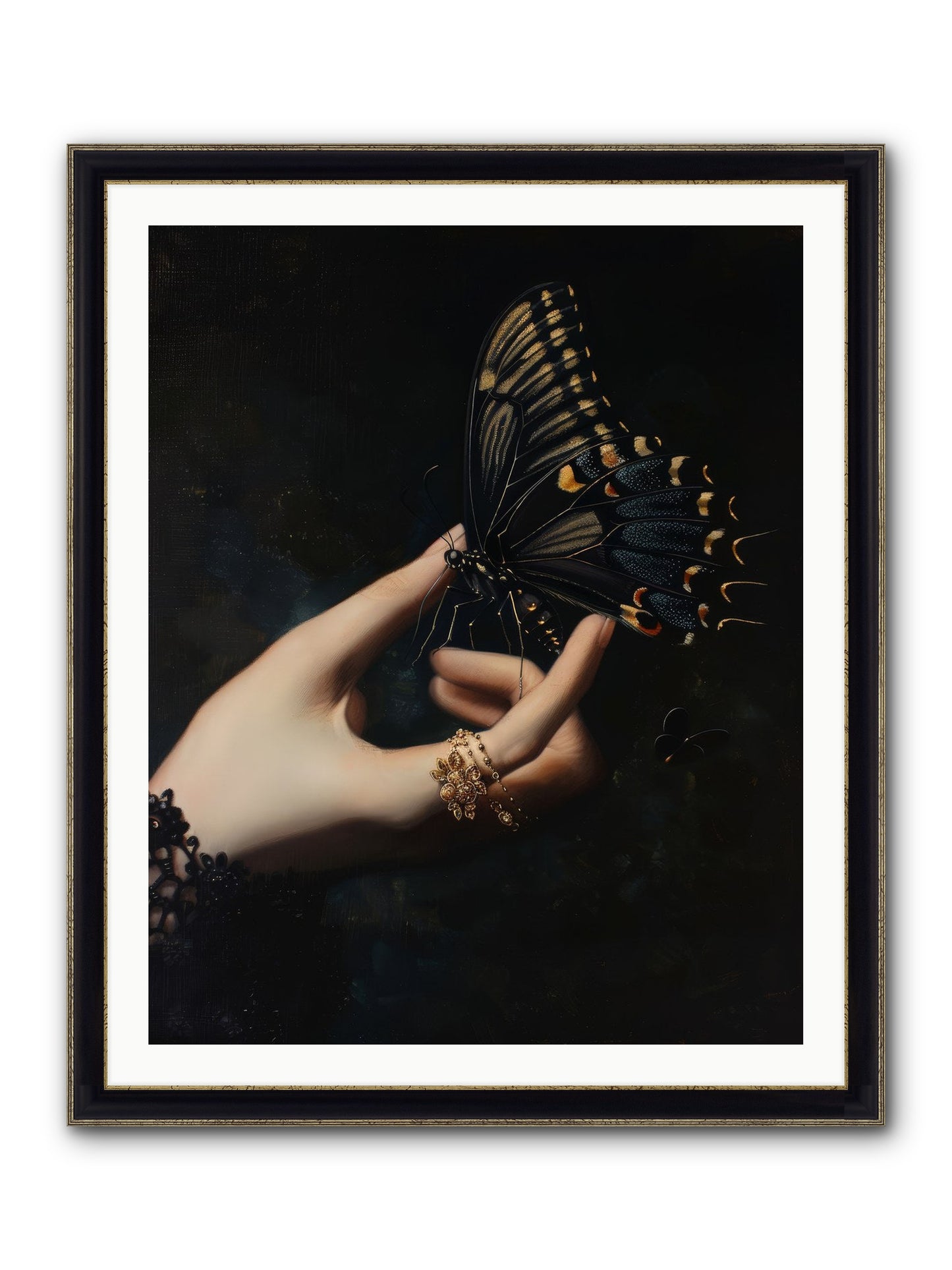 Poe's Midnight Framed Print - Black & Gold 32x40